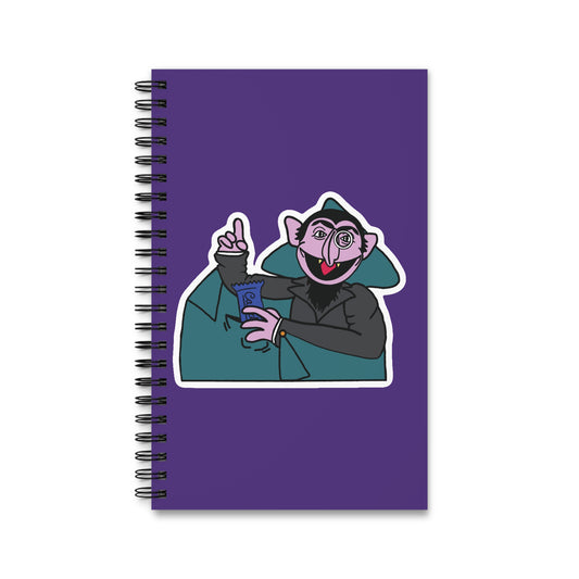 The Count Stealing Candy Notebook Purple - Sesame Street The Count Parody Spiral Notebook