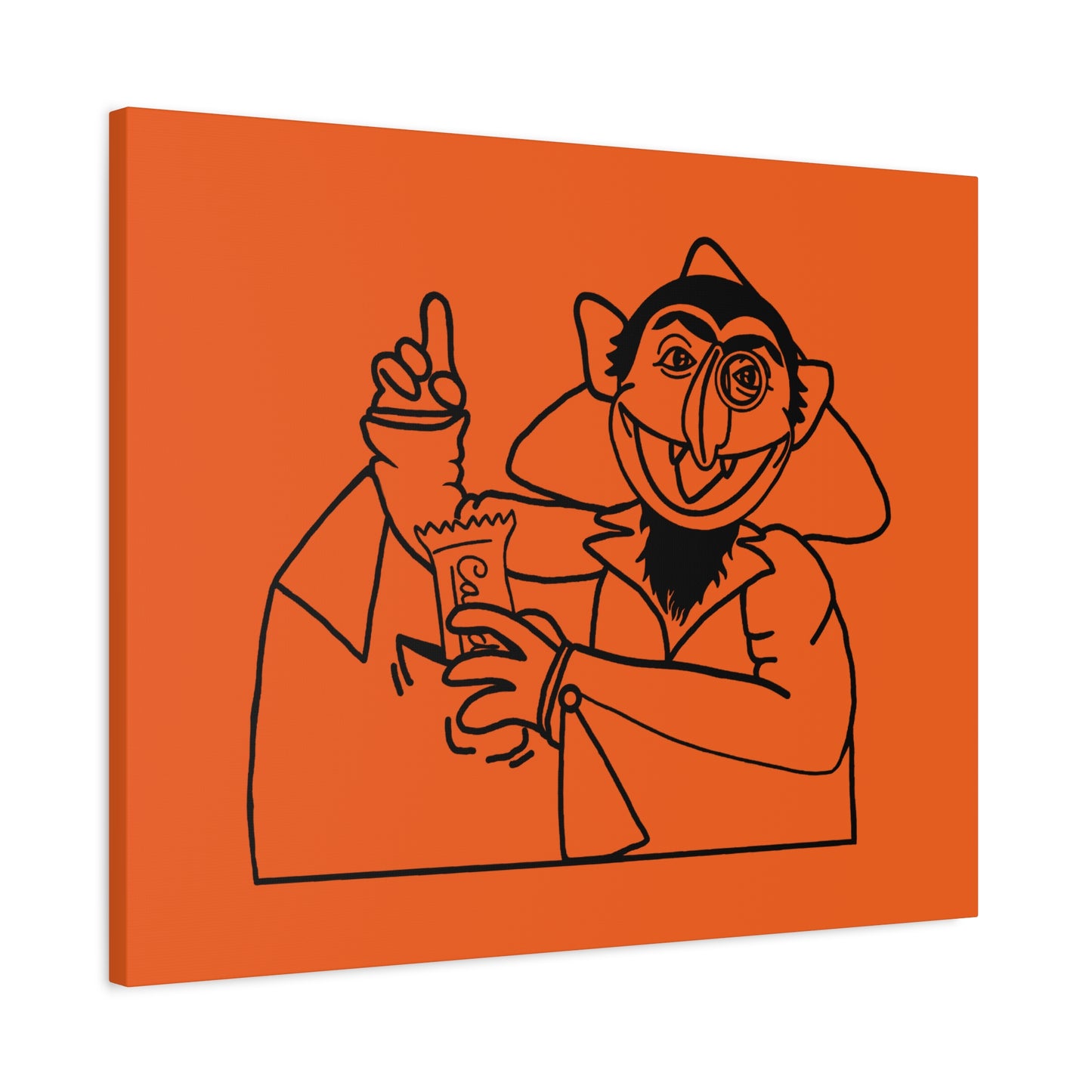 The Count Stealing Candy Outline Canvas Print Orange - Sesame Street The Count Parody Art Print