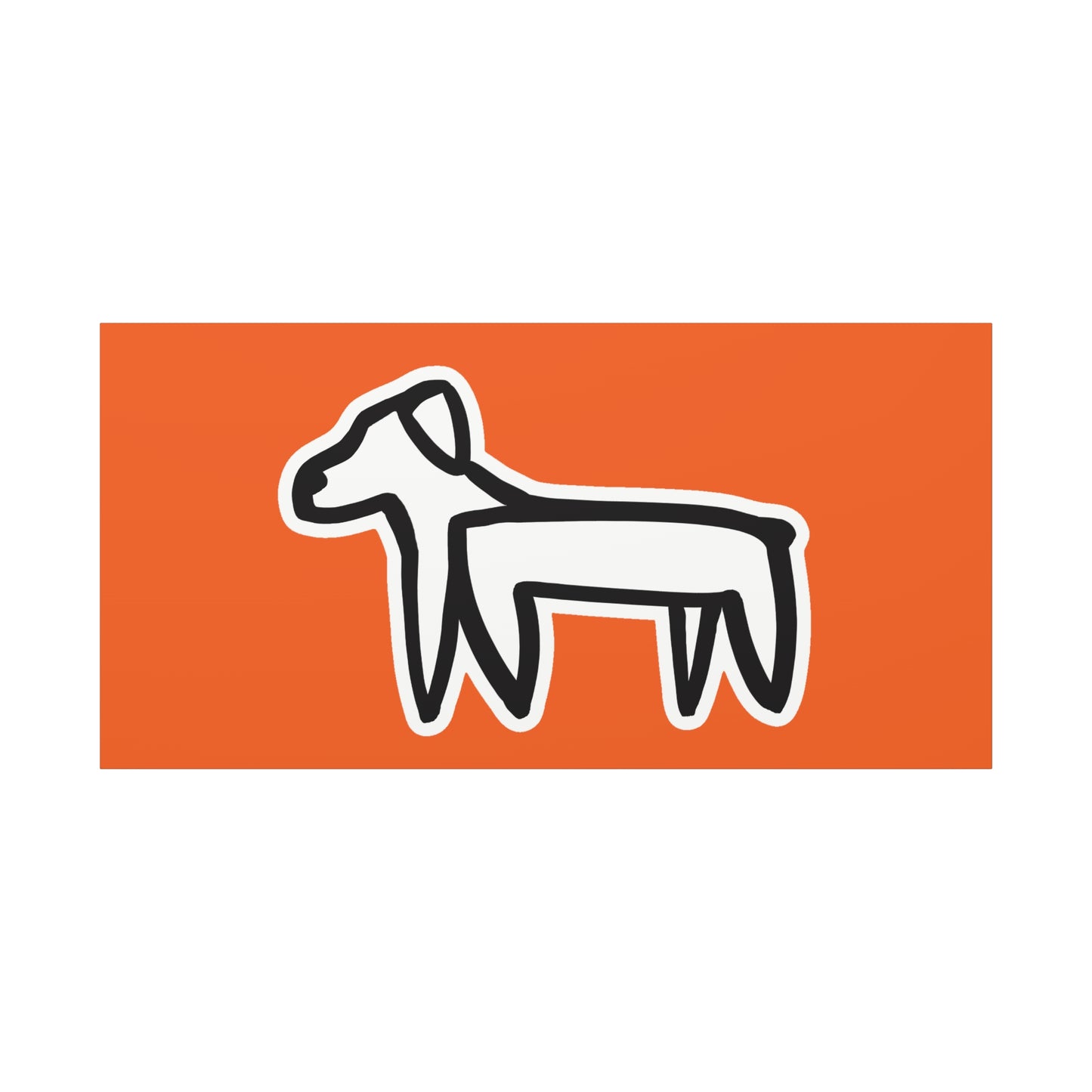 Dog Canvas Print on Orange (Sticker Style White Dog) - Dog Art Print