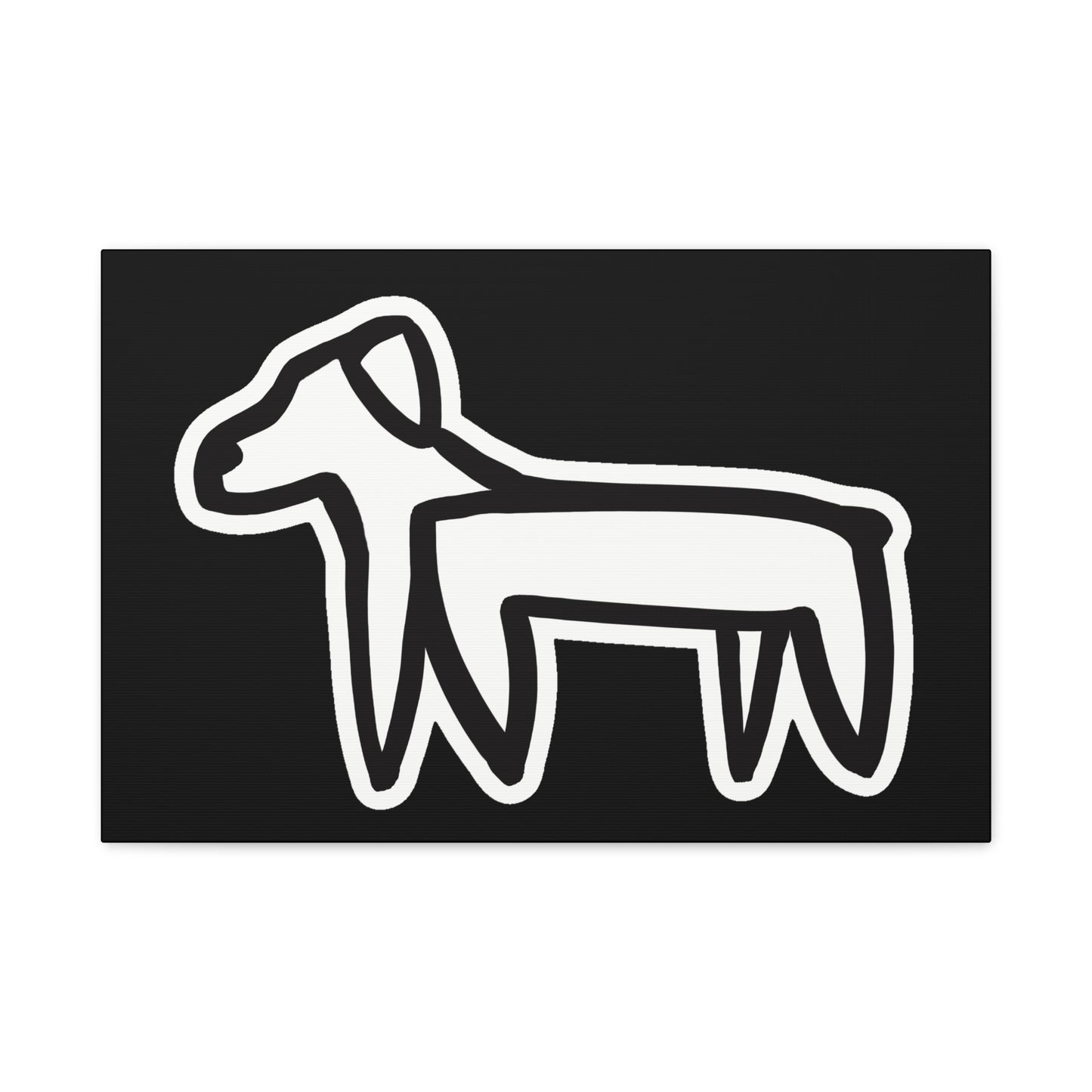 Dog Canvas Print on Black (Sticker Style Dog) - Dog Art Print