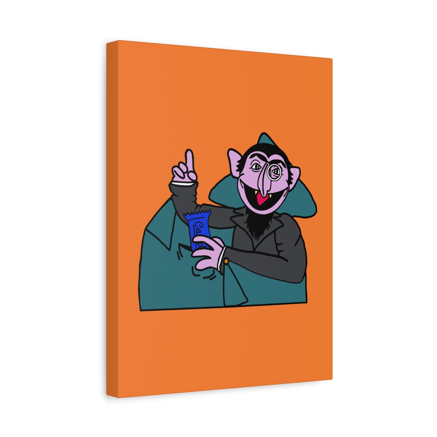 The Count Stealing Candy Canvas Print Orange - Sesame Street The Count Parody Art