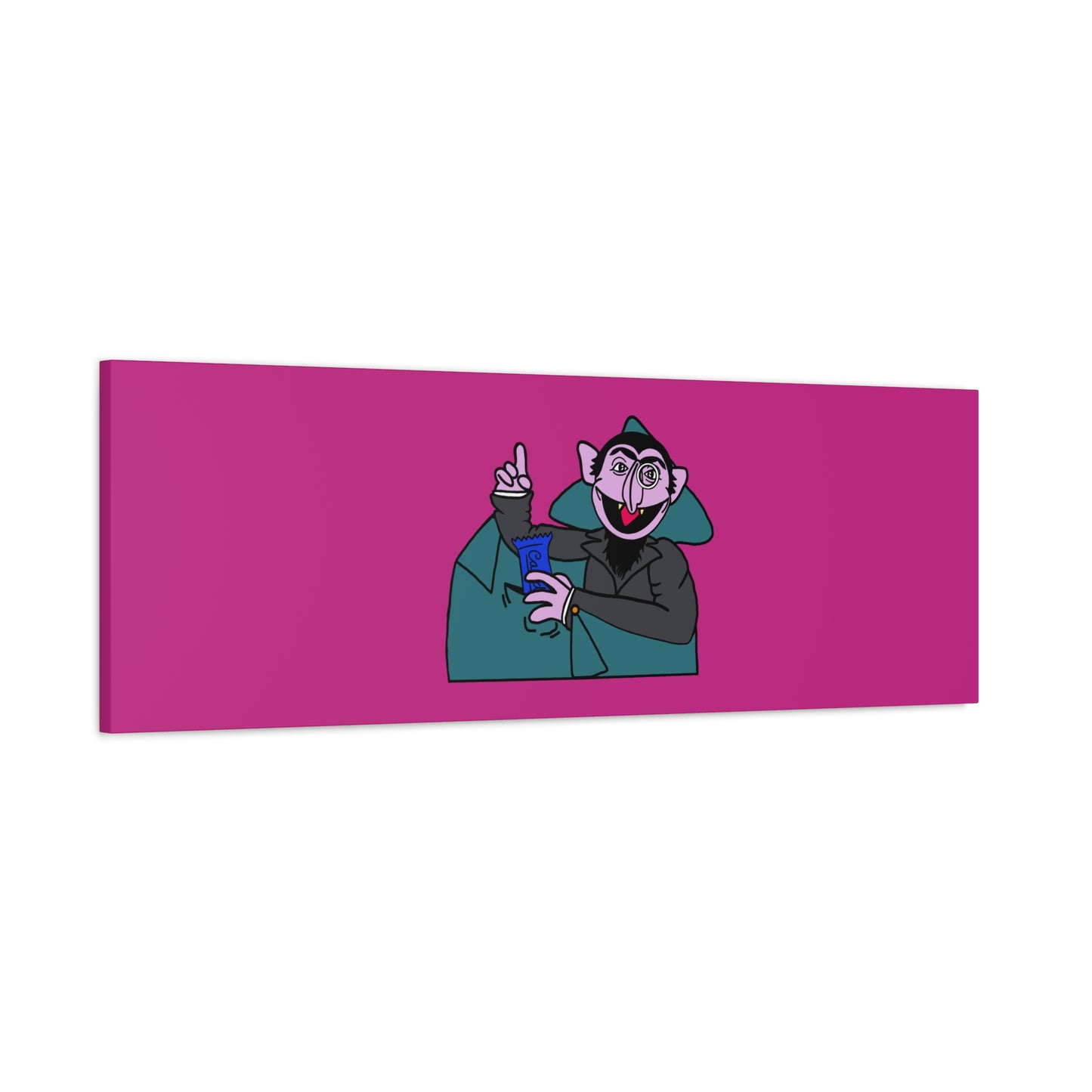 The Count Stealing Candy Canvas Print Pink - Sesame Street The Count Parody Art