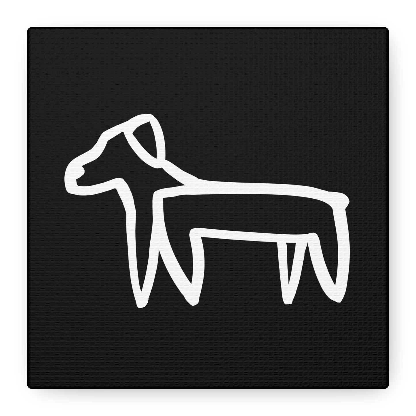 Dog Canvas Print on Black (Transparent Style White Dog) - Dog Art Print