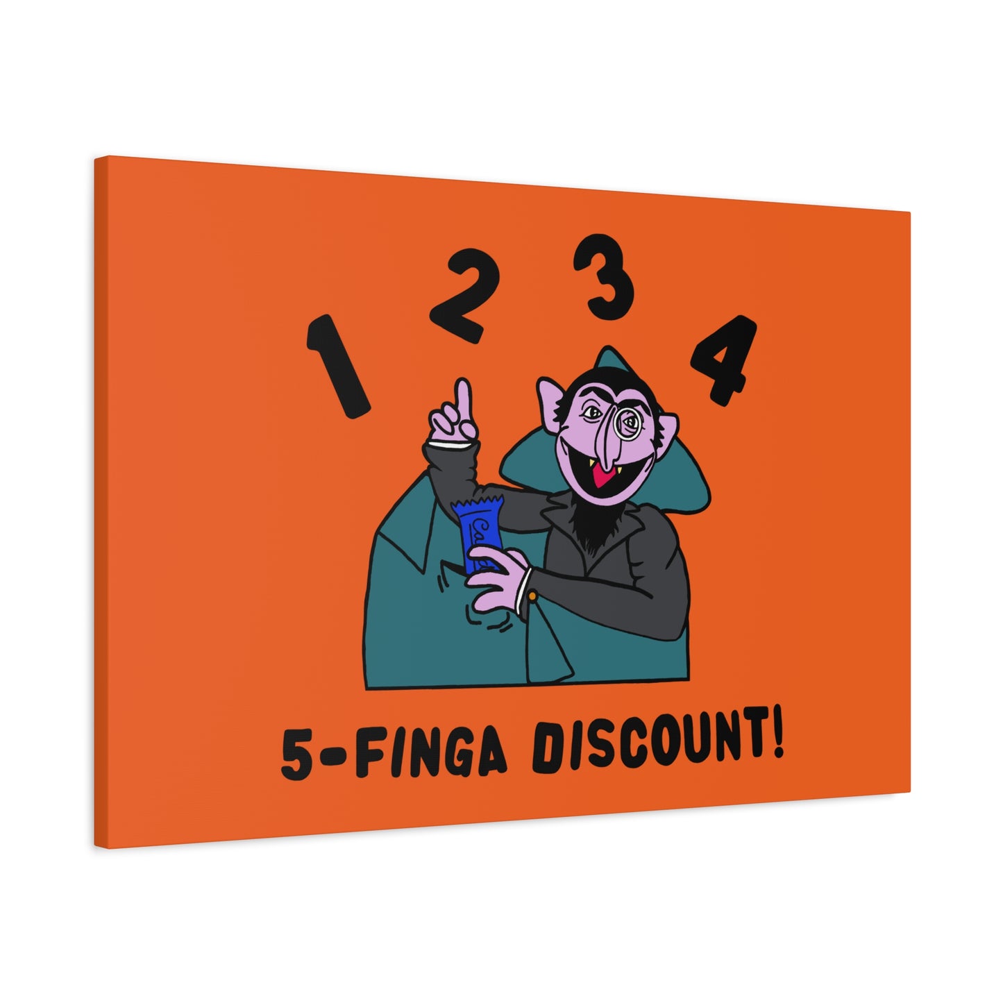 Five Finger Discount Canvas Print Orange - Sesame Street The Count Parody Art Print