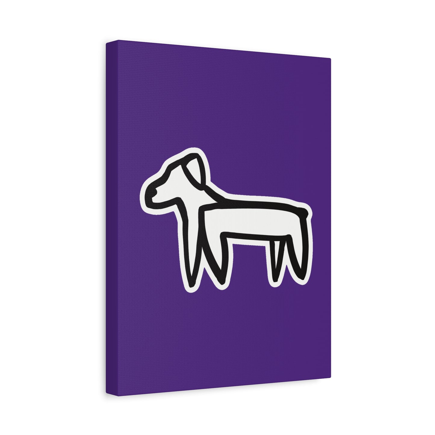 Dog Canvas Print on Purple (Sticker Style White Dog) - Dog Art Print