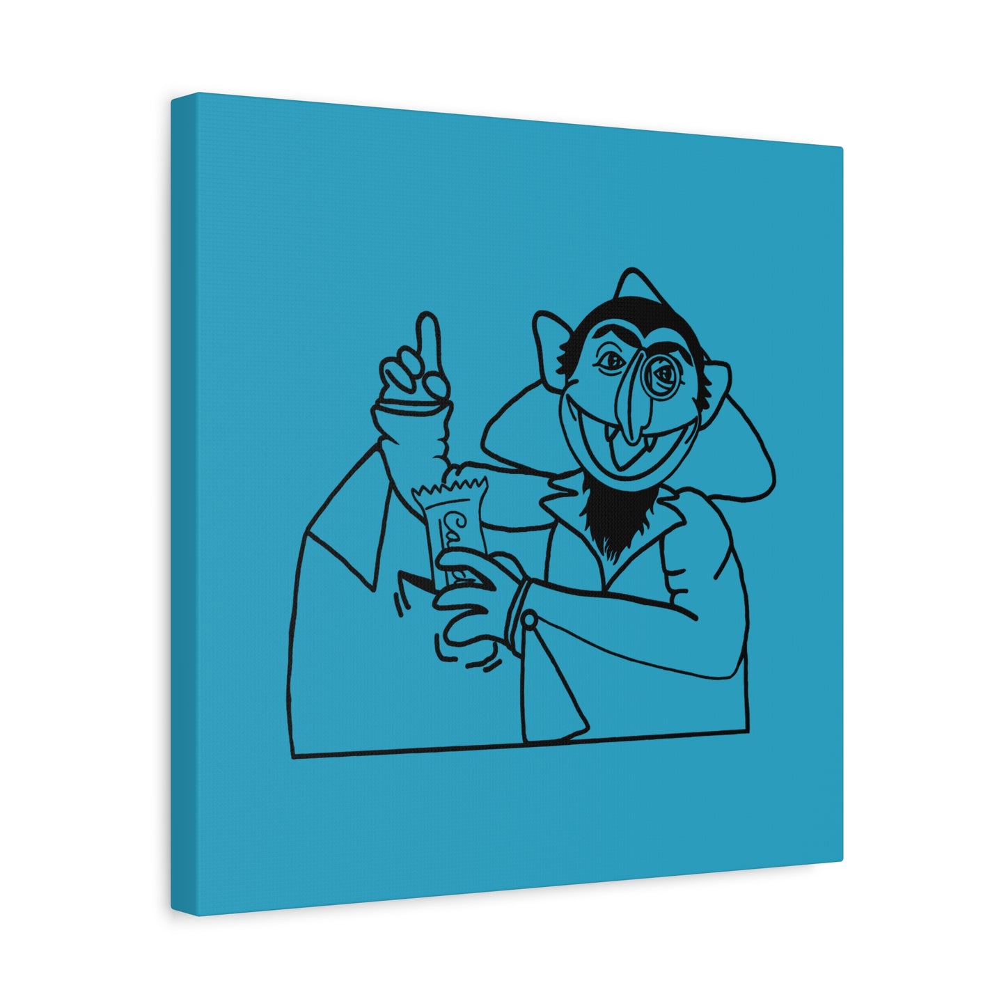 The Count Stealing Candy Outline Canvas Print Turquoise - Sesame Street The Count Art Print
