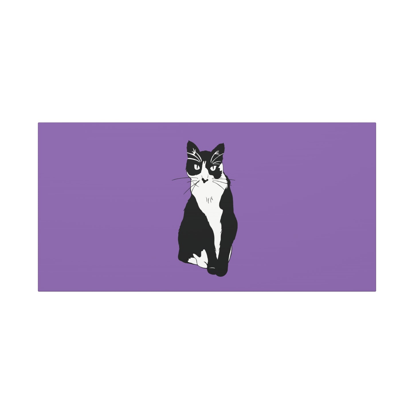 Cat Canvas on Light Purple (B&W Style Cat) - Cat Drawing Art
