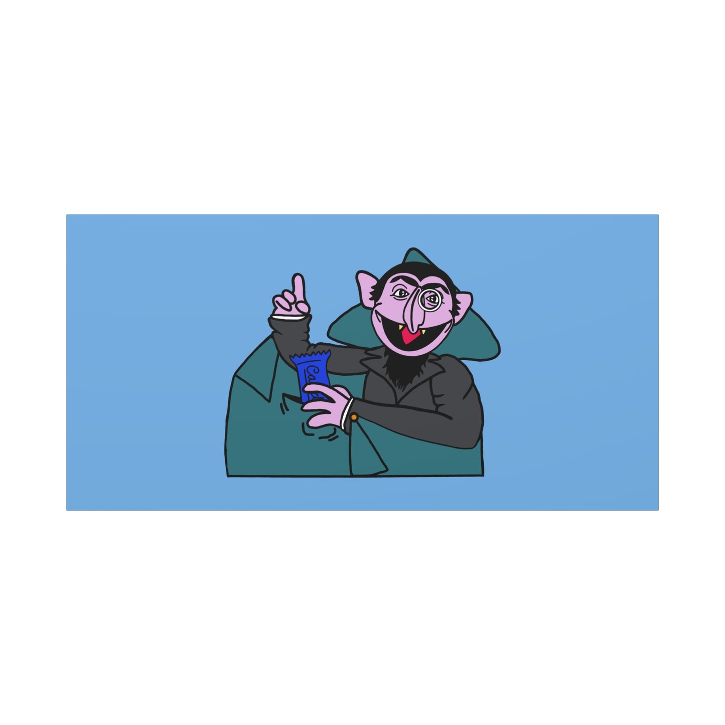 The Count Stealing Candy Canvas Print Light Blue - Sesame Street The Count Parody Art