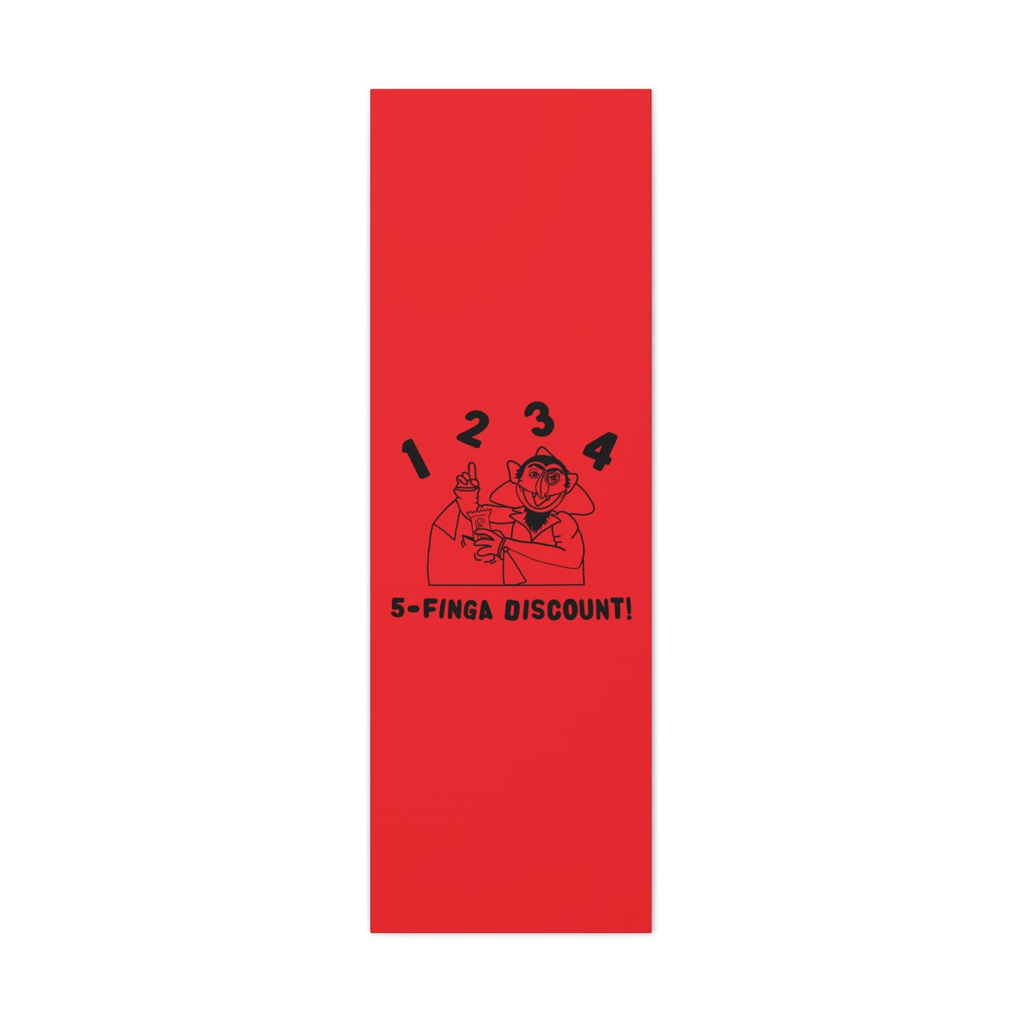 Five Finger Discount Outline Canvas Print Red - Sesame Street The Count Parody Art Print