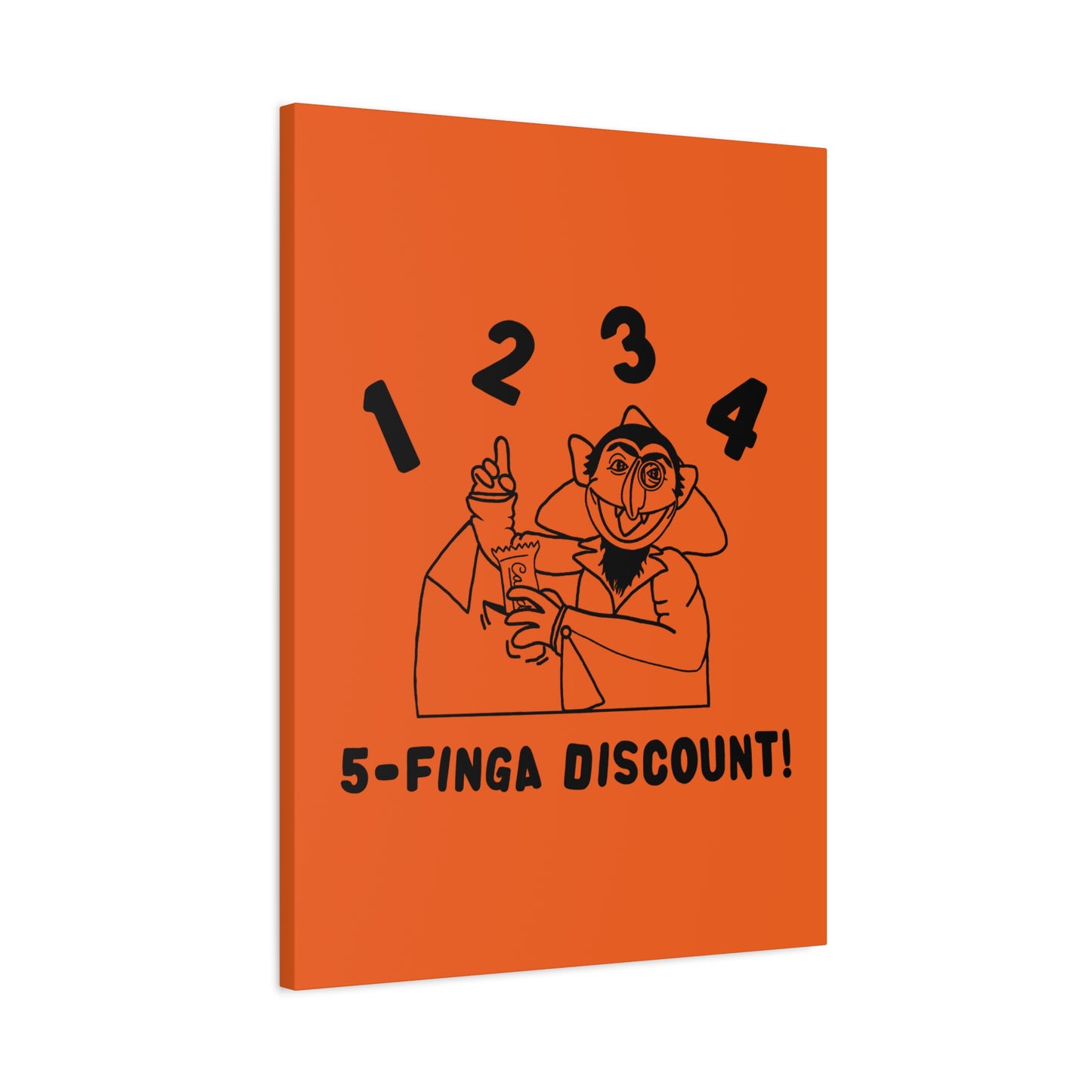 Five Finger Discount Outline Canvas Print Orange - Sesame Street The Count Parody Art Print