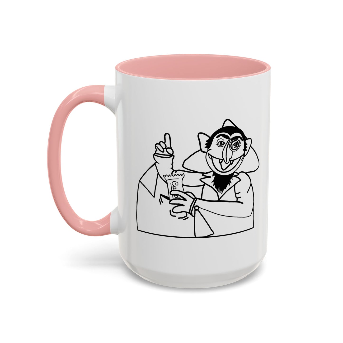 The Count Stealing Candy Outline Accent Mug - Sesame Street The Count Parody Coffee Mug