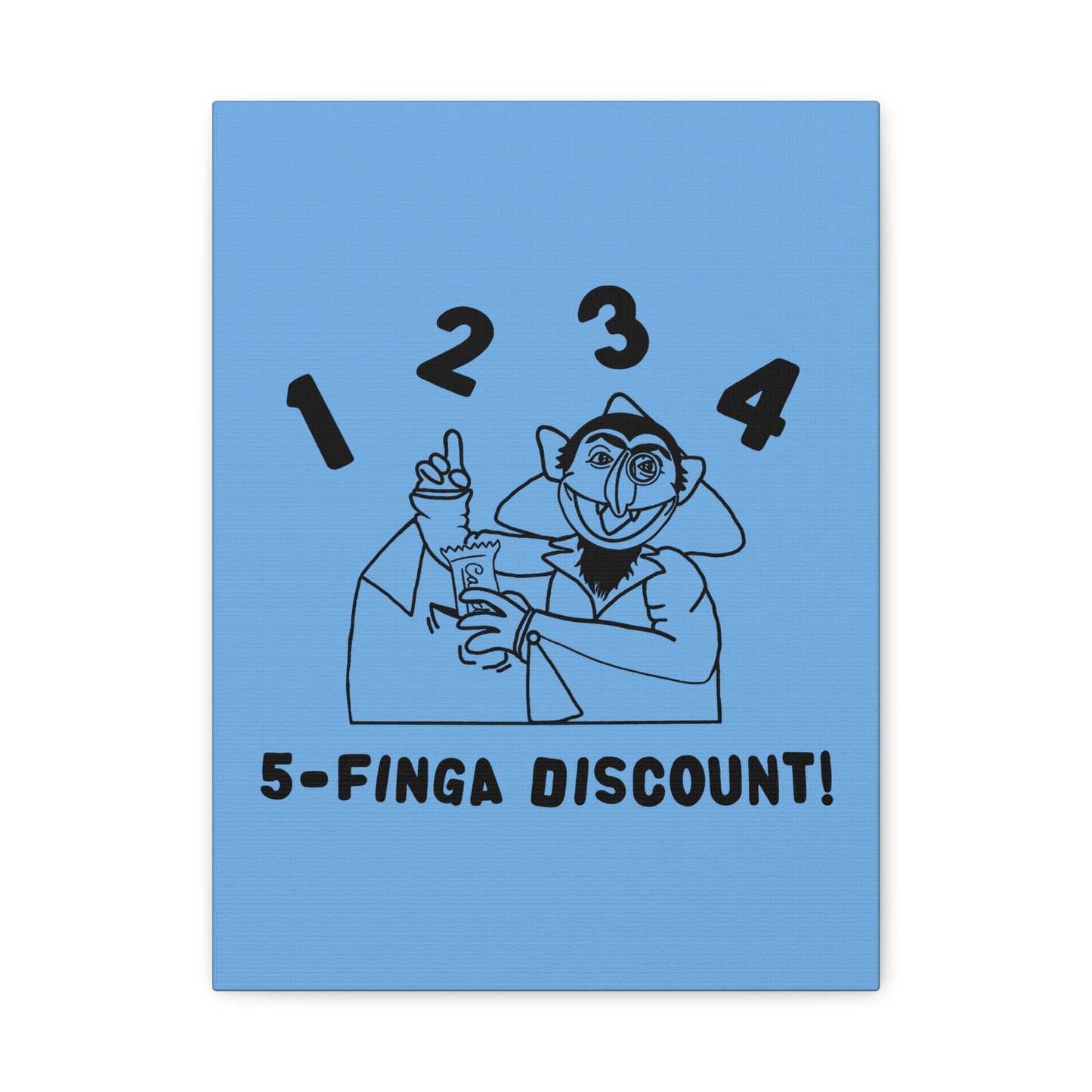 Five Finger Discount Outline Canvas Print Light Blue - Sesame Street The Count Parody Art Print