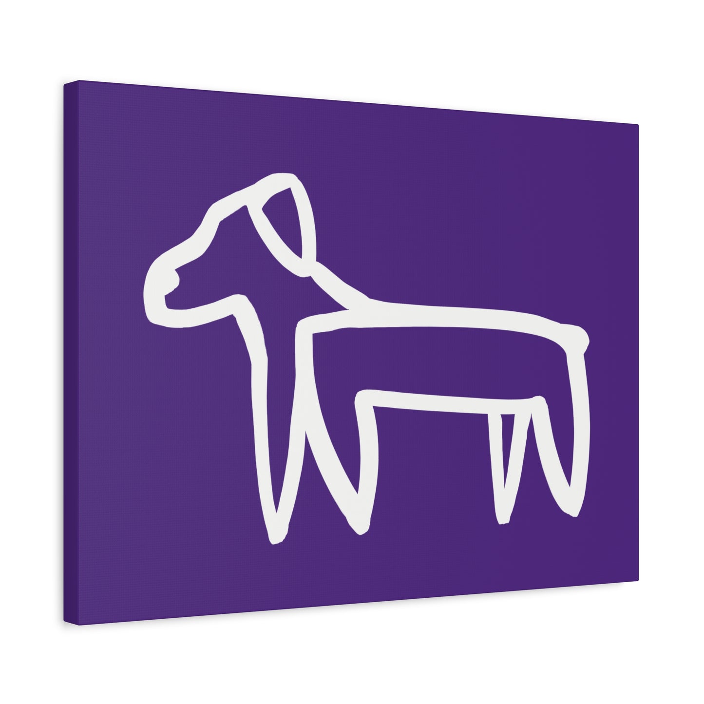Dog Canvas Print on Purple (Transparent Style White Dog) - Dog Art Print