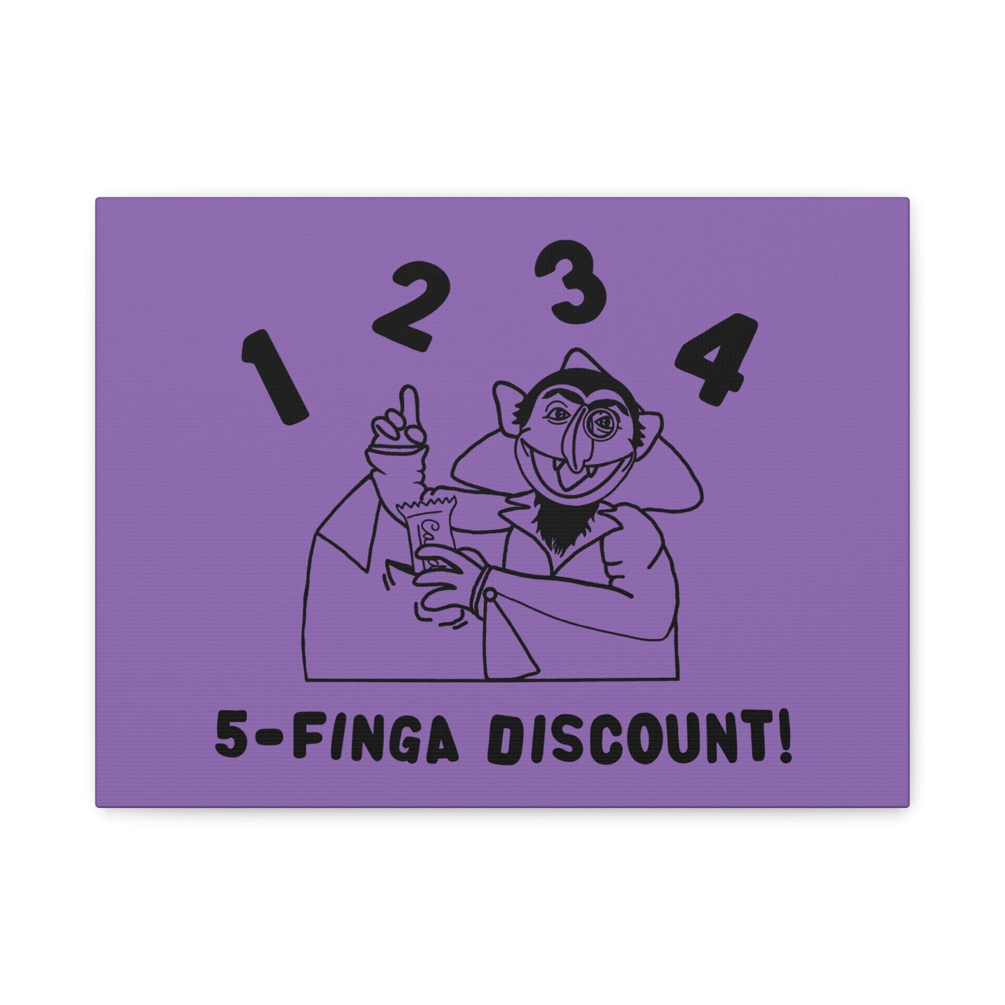 Five Finger Discount Outline Canvas Print Light Purple - Sesame Street The Count Parody Art Print