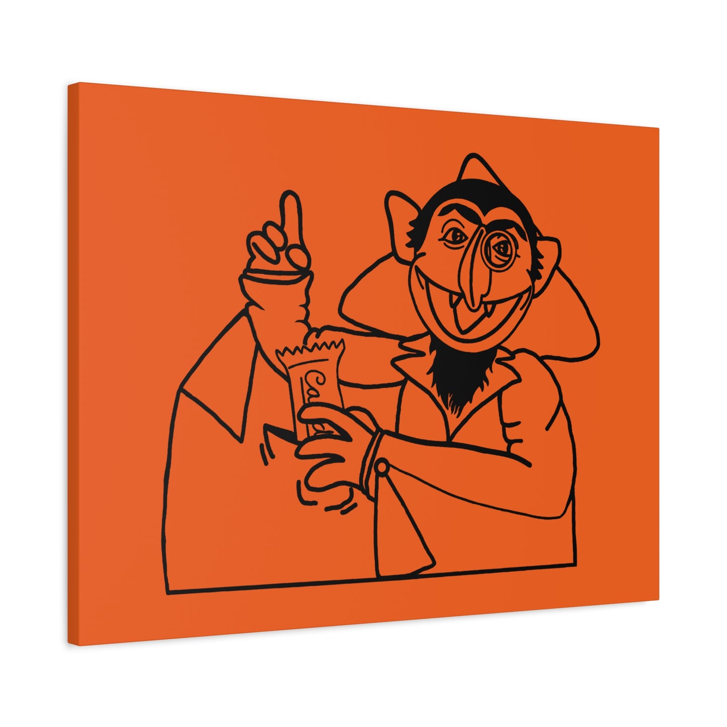 The Count Stealing Candy Outline Canvas Print Orange - Sesame Street The Count Parody Art Print