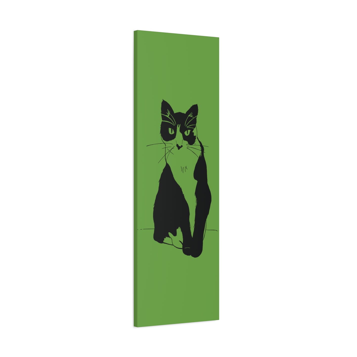Cat Canvas Print on Green (Transparent Style Cat) - Cat Drawing Art