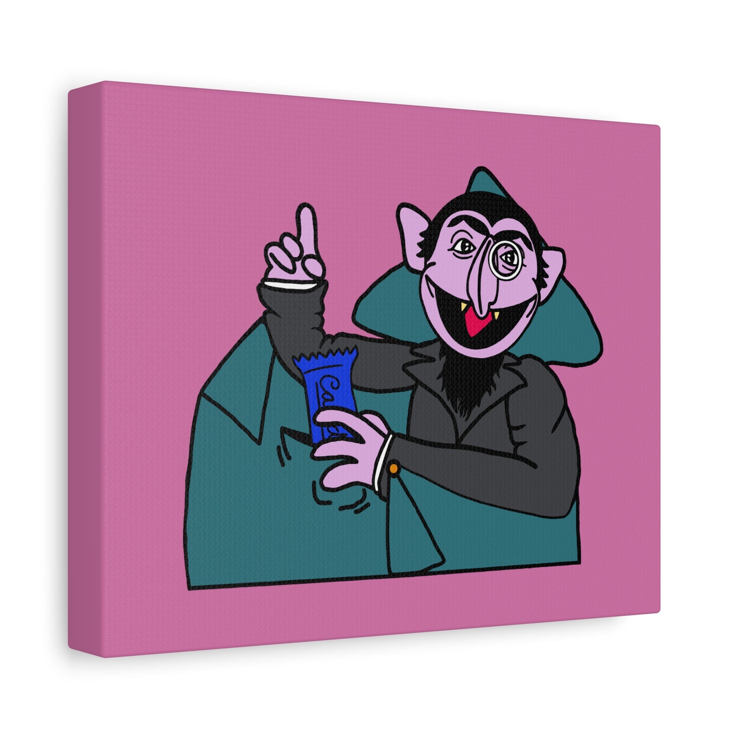 The Count Stealing Candy Canvas Print Light Pink - Sesame Street The Count Parody Art