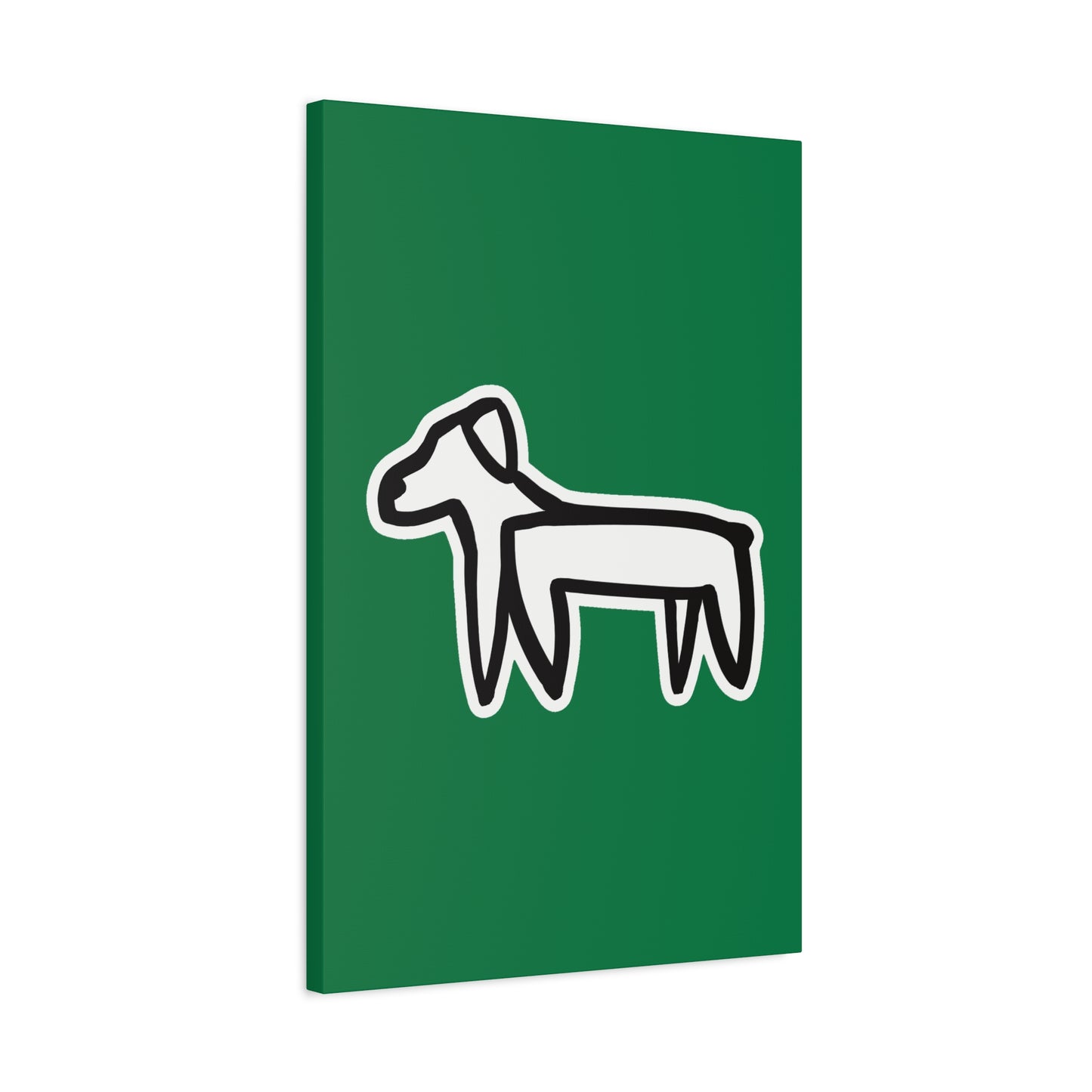 Dog Canvas Print on Green (Sticker Style White Dog) - Dog Art Print