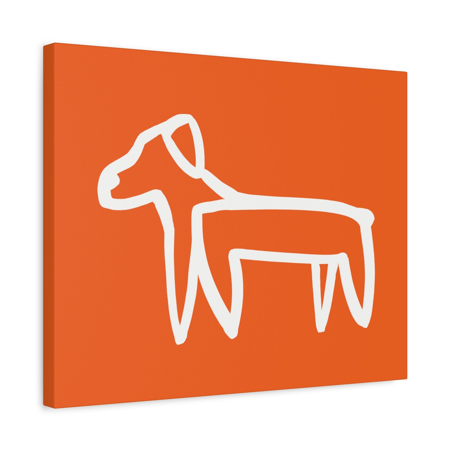 Dog Canvas Print on Orange (Transparent Style White Dog) - Dog Art Print