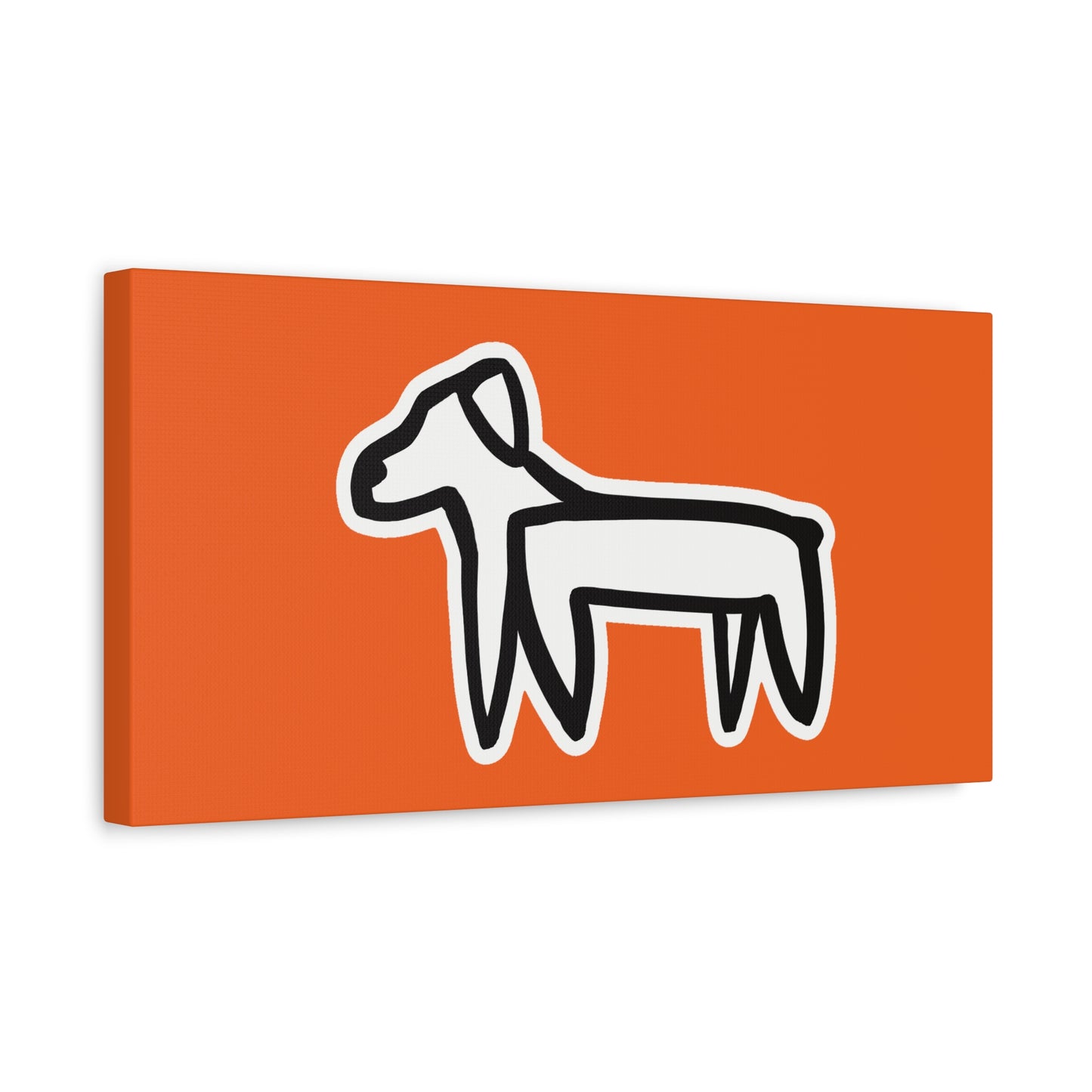 Dog Canvas Print on Orange (Sticker Style White Dog) - Dog Art Print