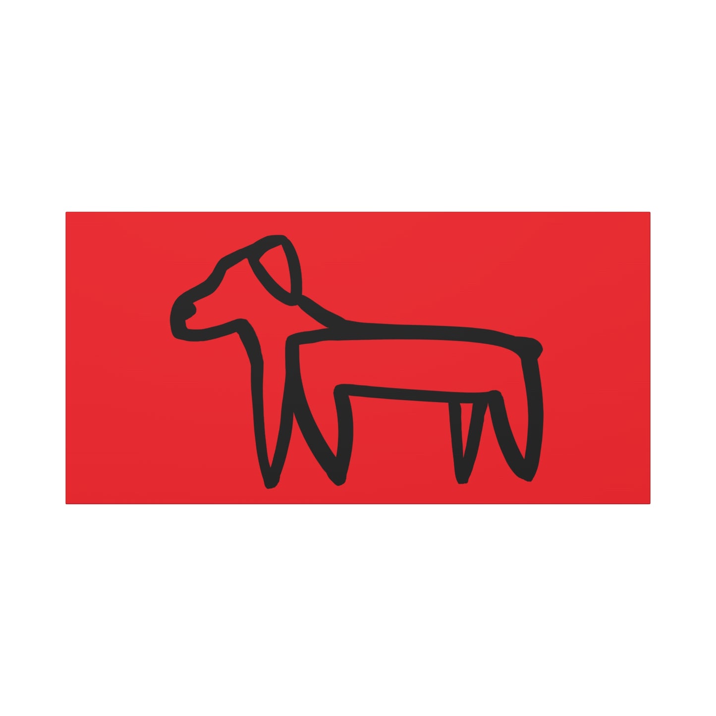 Dog Canvas Print on Red (Transparent Style Black Dog) - Dog Drawing Canvas