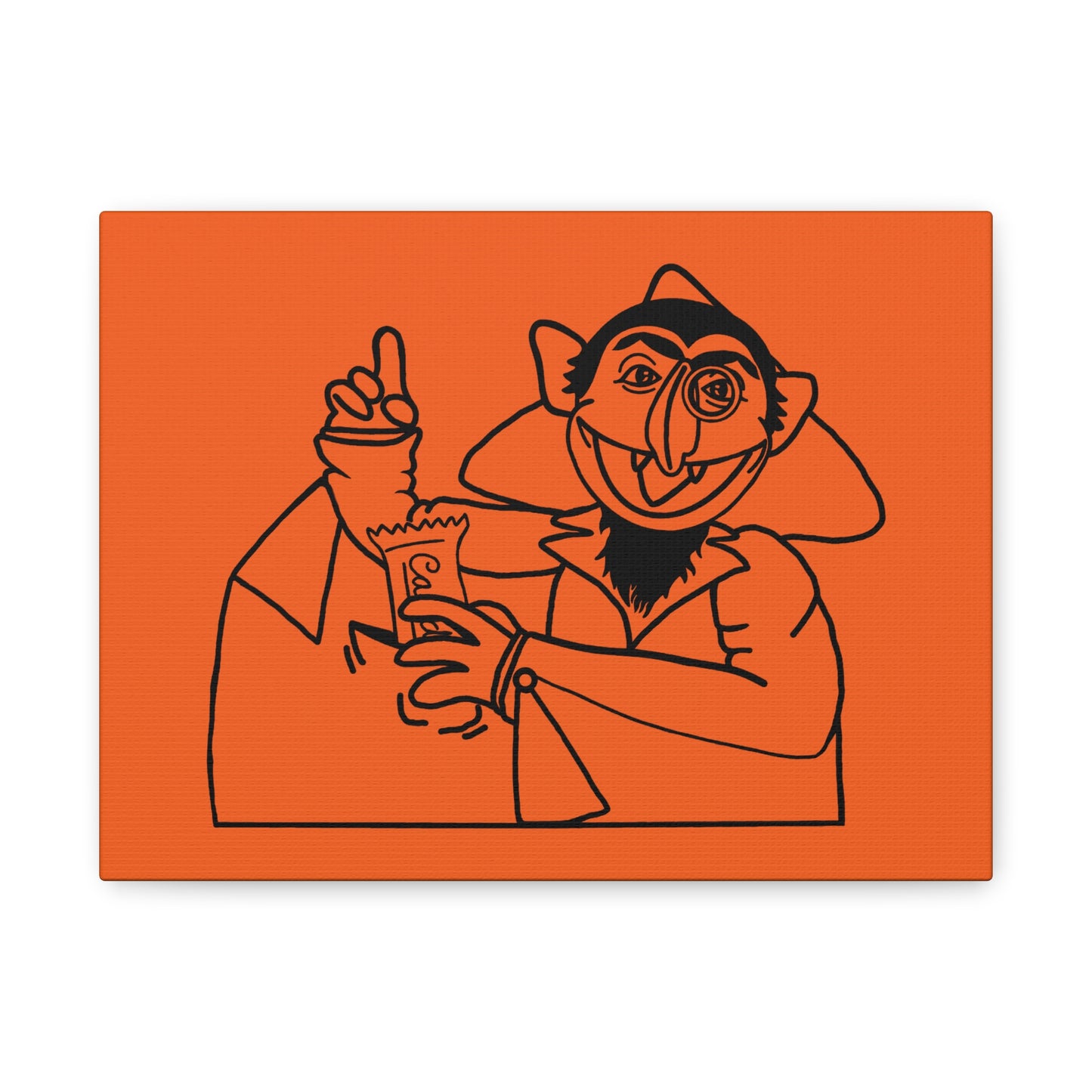 The Count Stealing Candy Outline Canvas Print Orange - Sesame Street The Count Parody Art Print
