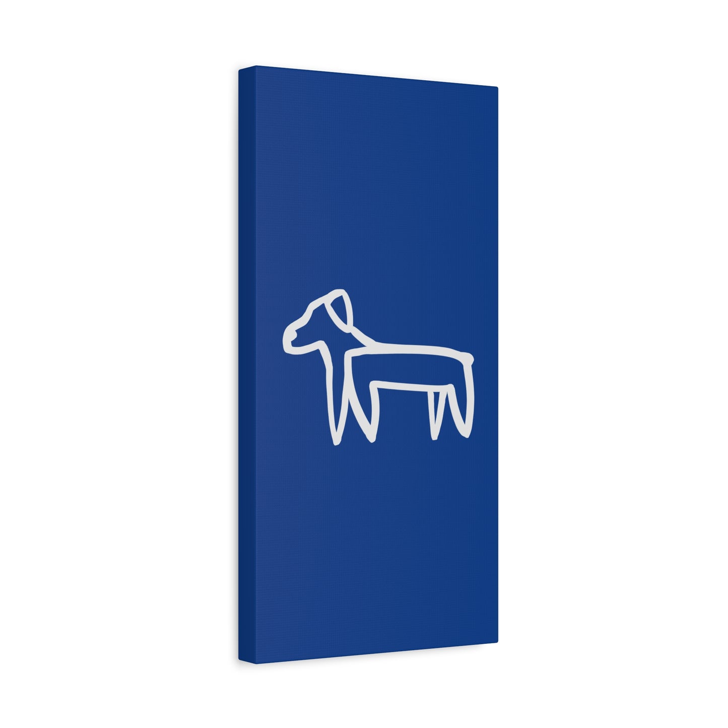 Dog Canvas Print on Blue (Transparent Style White Dog) - Dog Art Print
