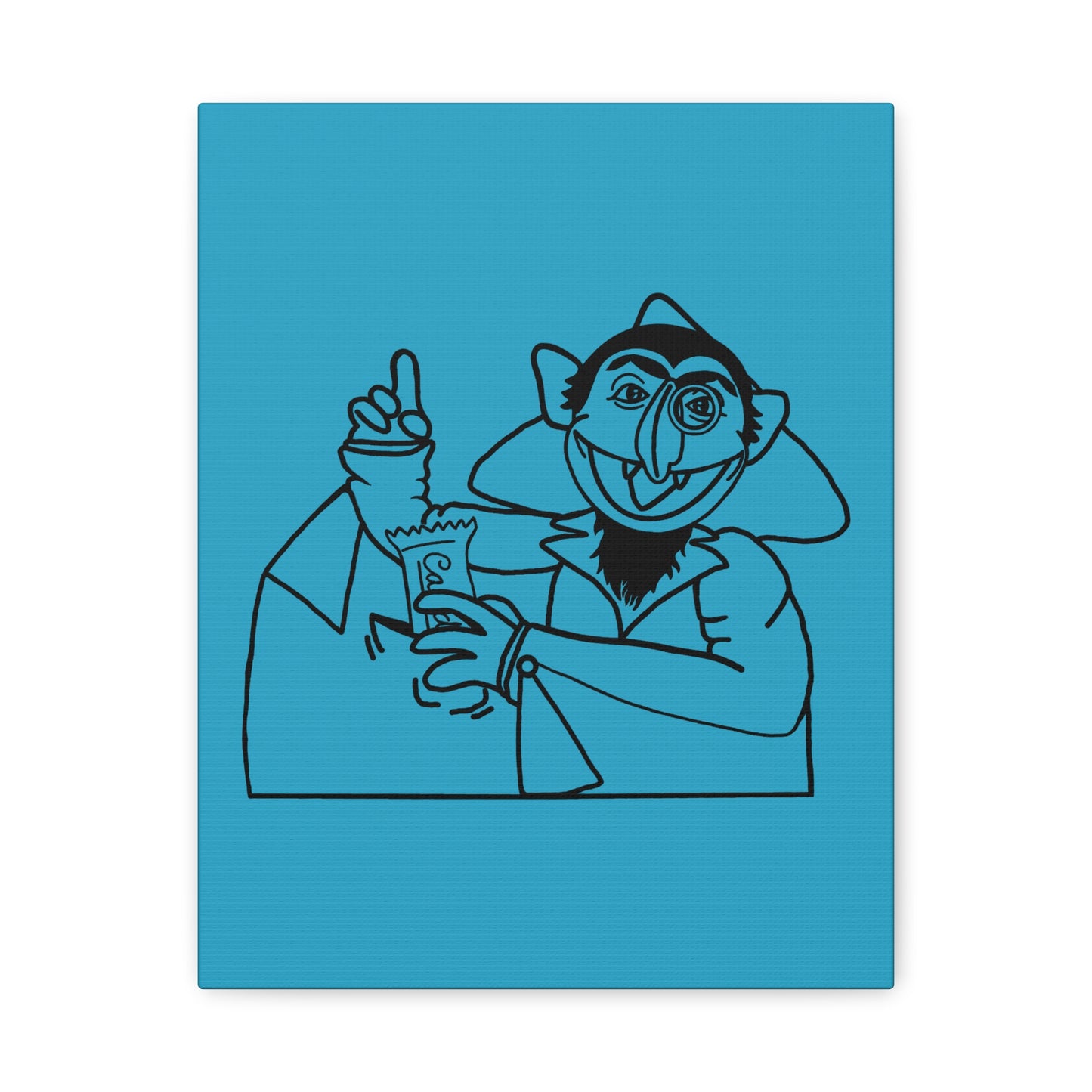 The Count Stealing Candy Outline Canvas Print Turquoise - Sesame Street The Count Art Print
