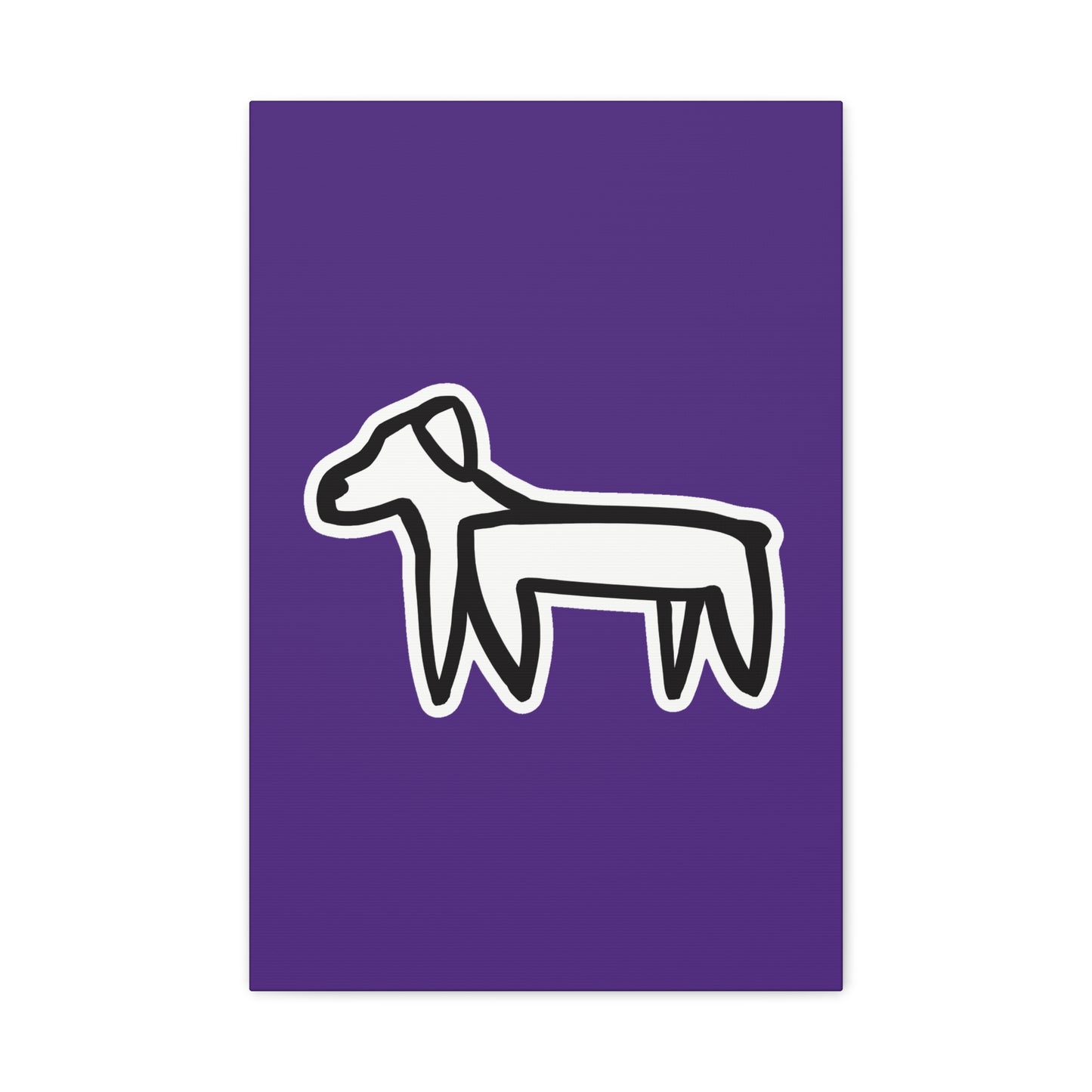 Dog Canvas Print on Purple (Sticker Style White Dog) - Dog Art Print