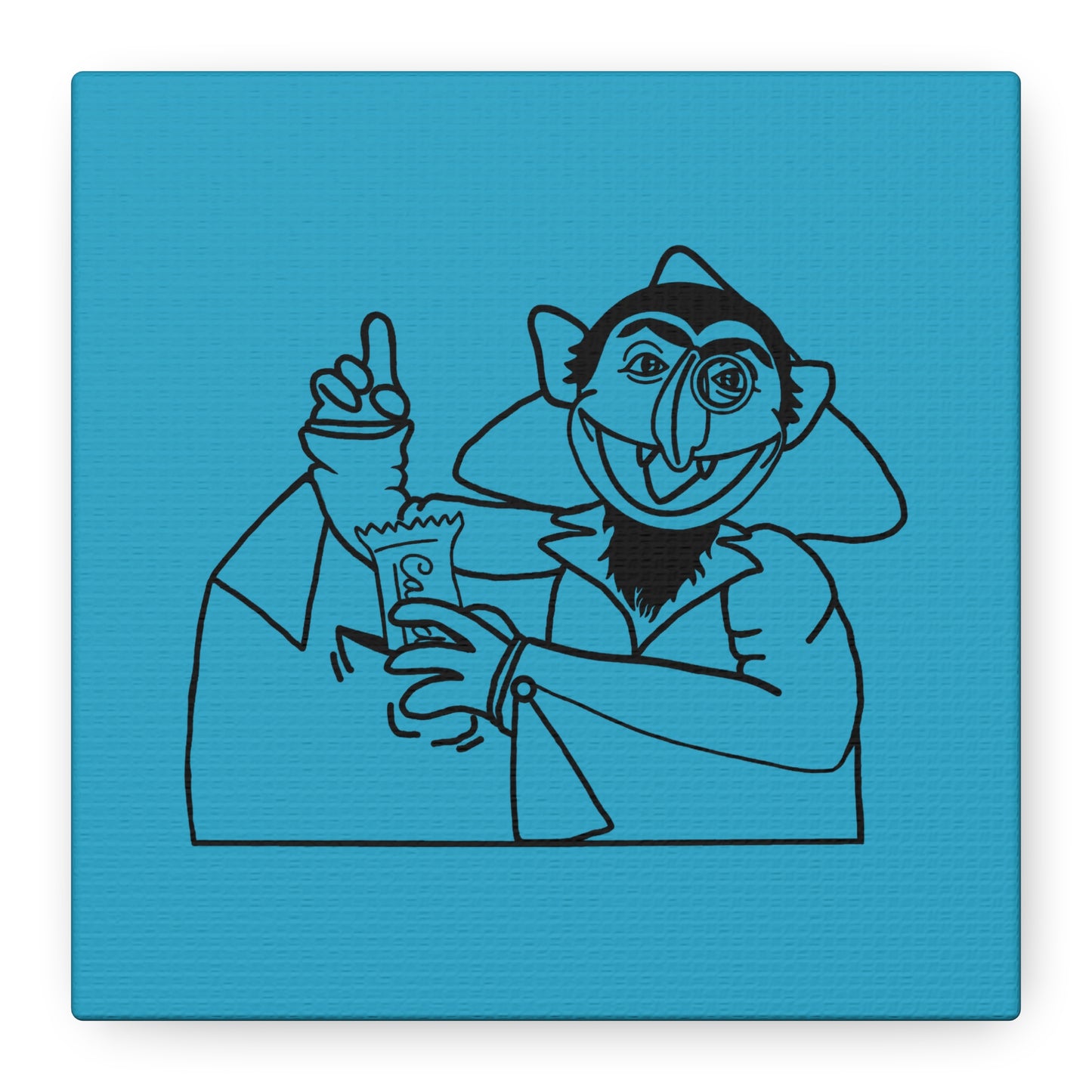The Count Stealing Candy Outline Canvas Print Turquoise - Sesame Street The Count Art Print