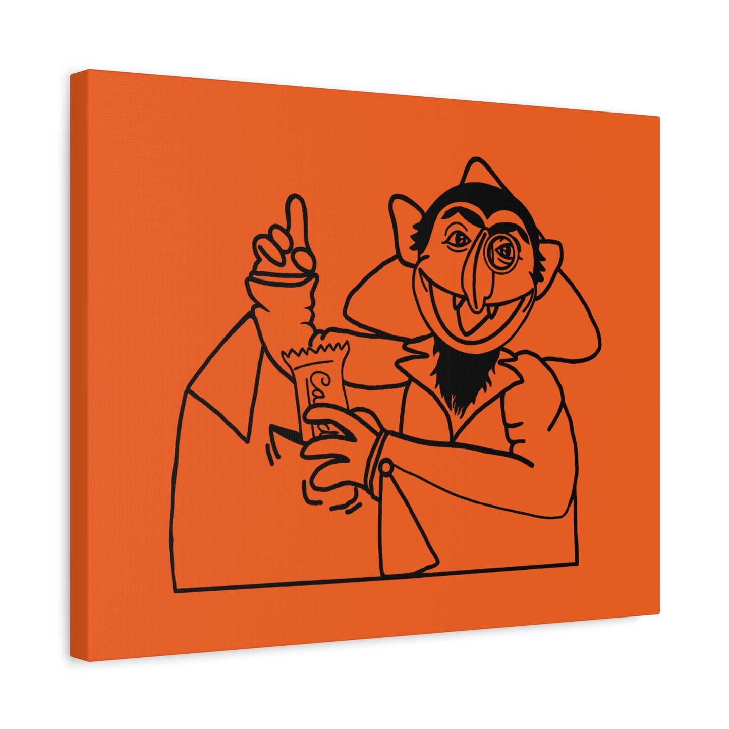 The Count Stealing Candy Outline Canvas Print Orange - Sesame Street The Count Parody Art Print