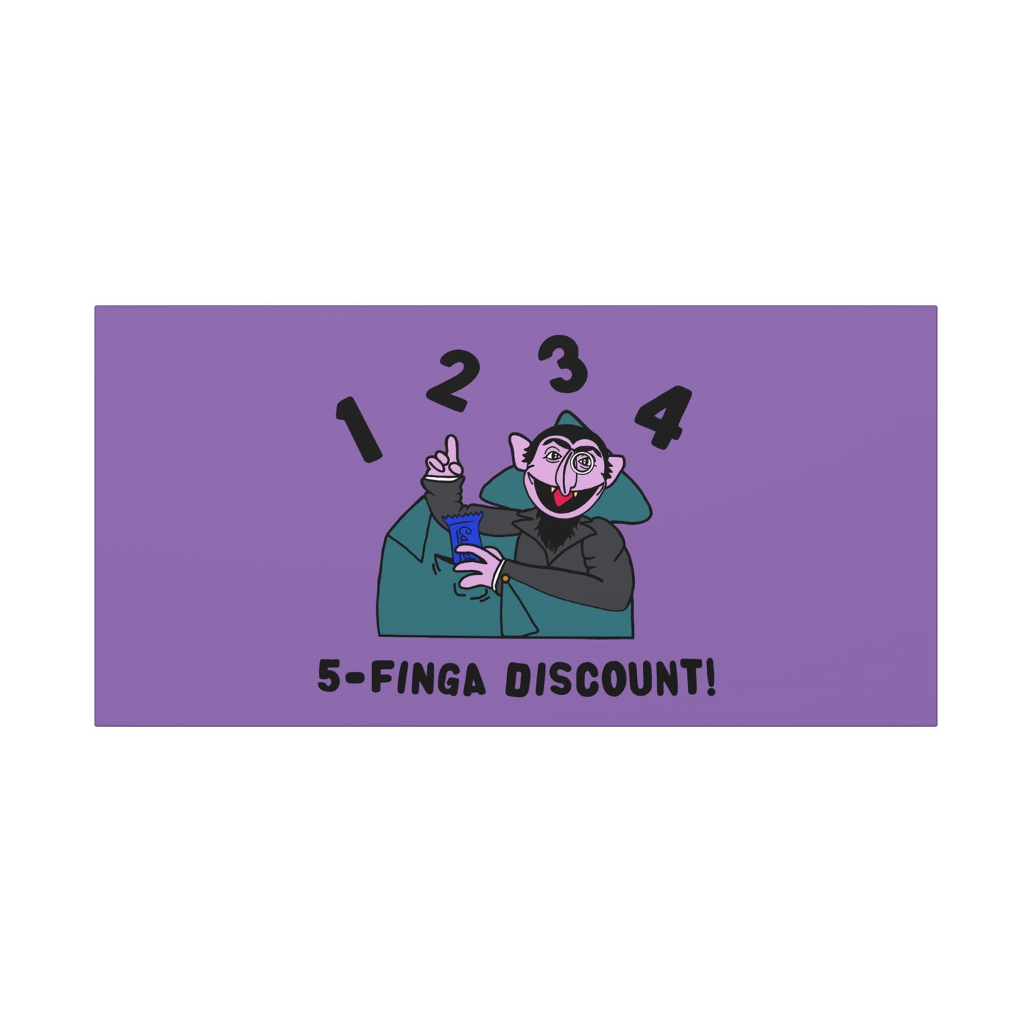 Five Finger Discount Canvas Print Light Purple - Sesame Street The Count Parody Art Print