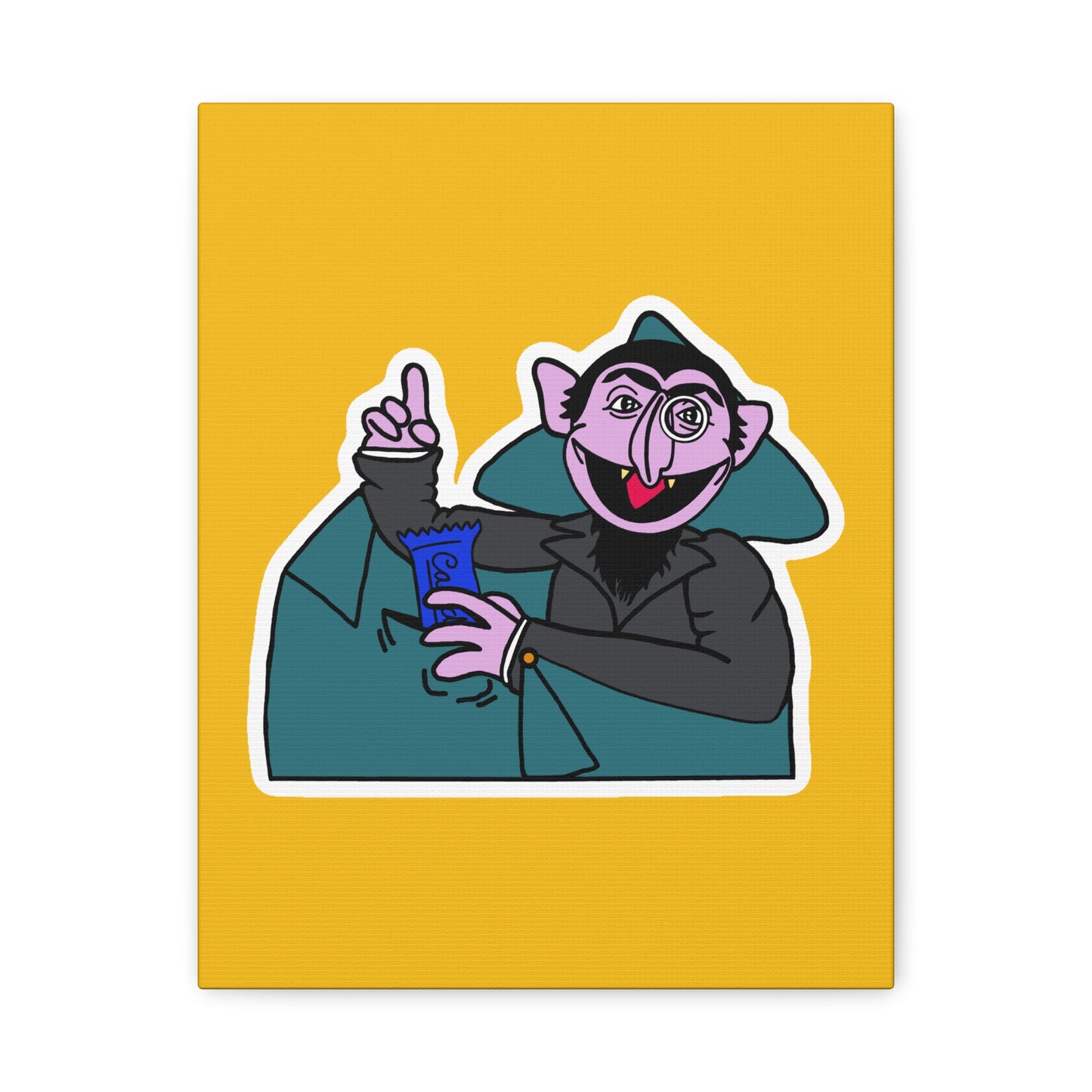 The Count Stealing Candy Canvas Print Yellow - Sesame Street The Count Parody Art