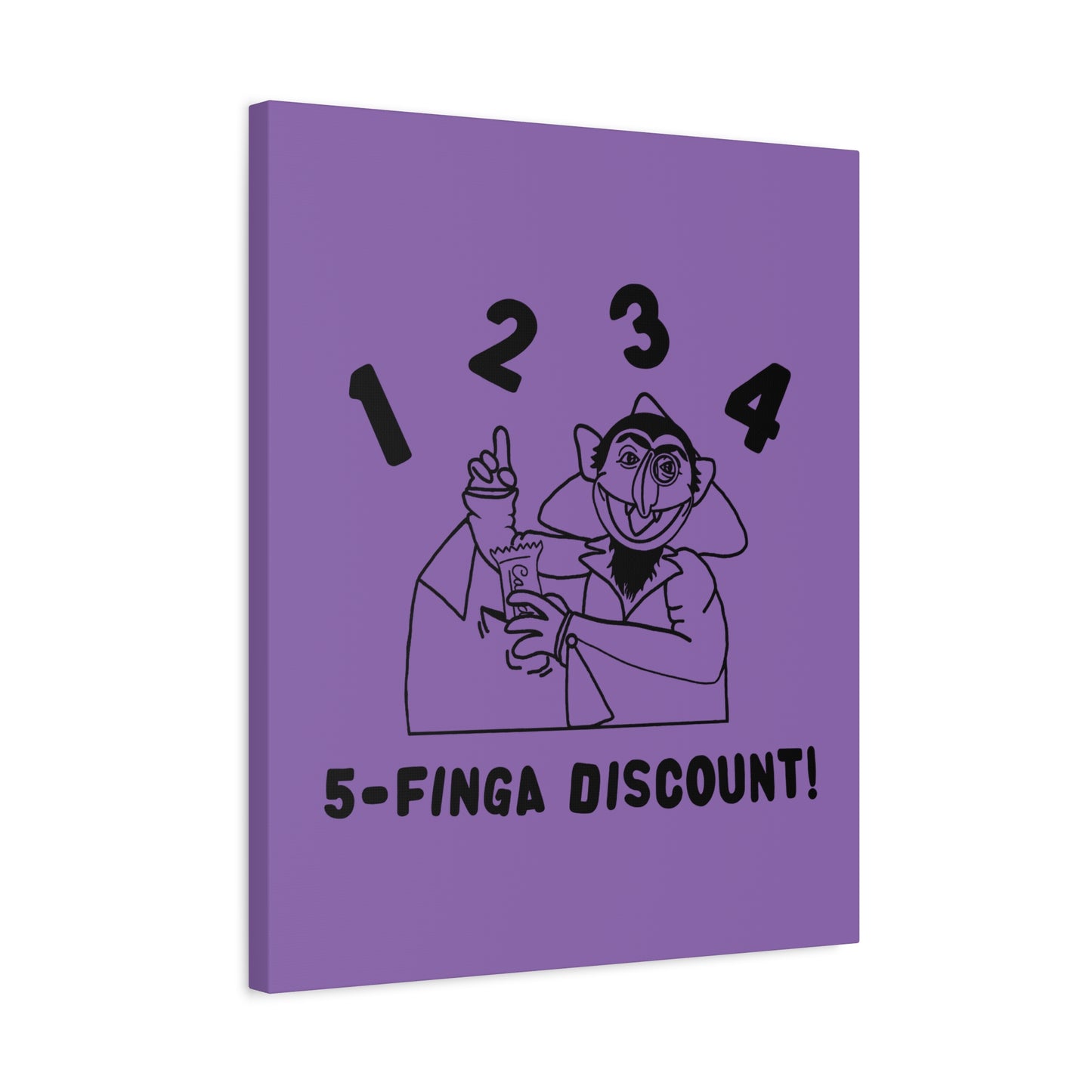 Five Finger Discount Outline Canvas Print Light Purple - Sesame Street The Count Parody Art Print