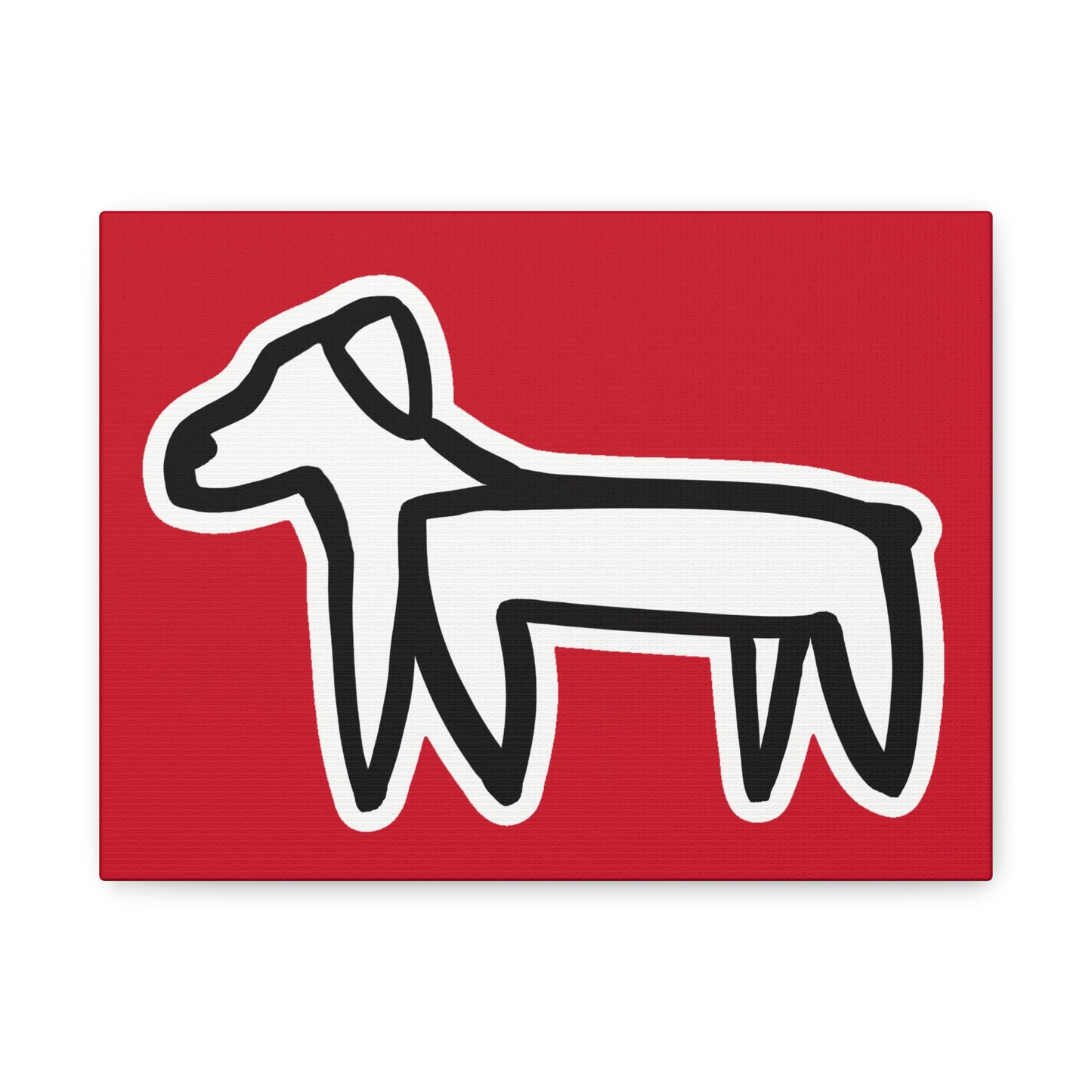 Dog Canvas Print on Red (Sticker Style White Dog) - Dog Art Print