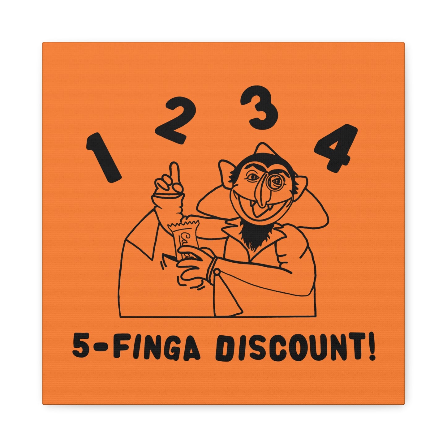 Five Finger Discount Outline Canvas Print Light Orange - Sesame Street The Count Parody Art Print