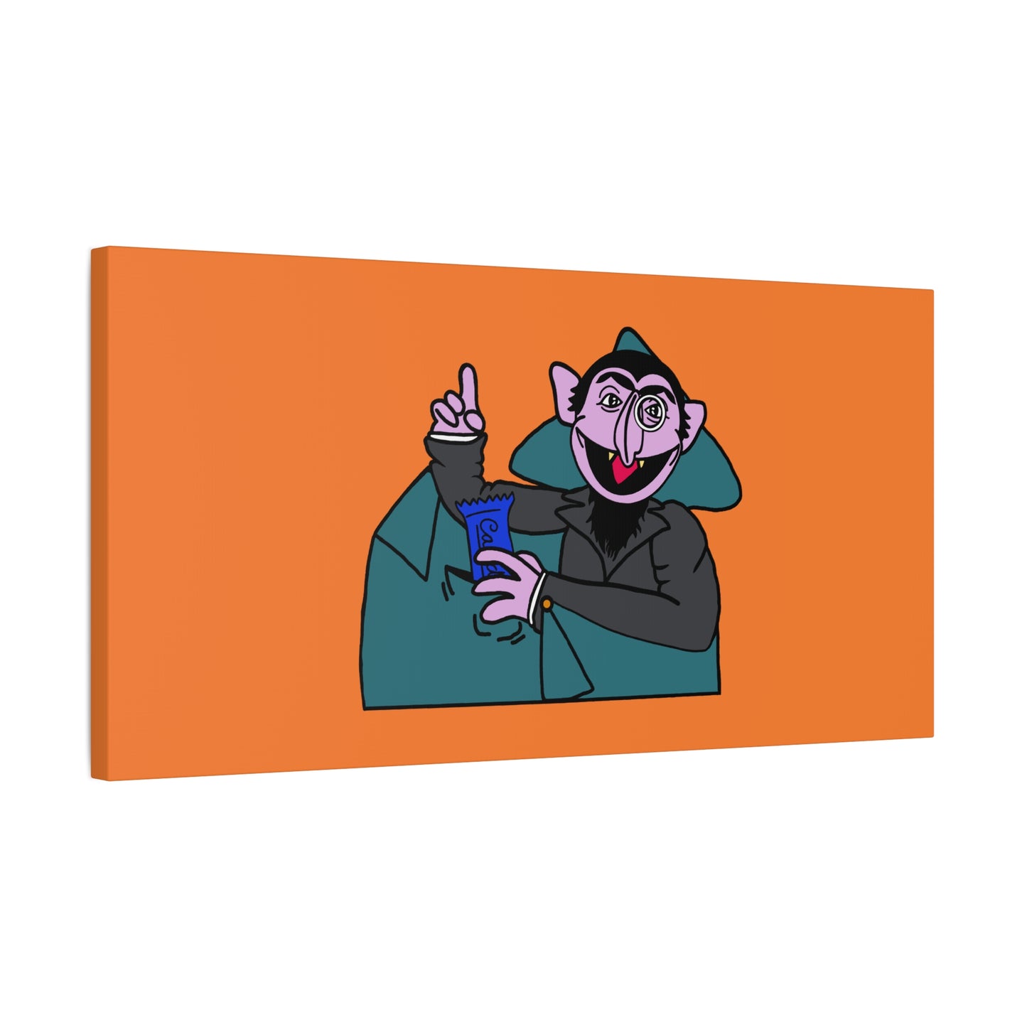 The Count Stealing Candy Canvas Print Orange - Sesame Street The Count Parody Art