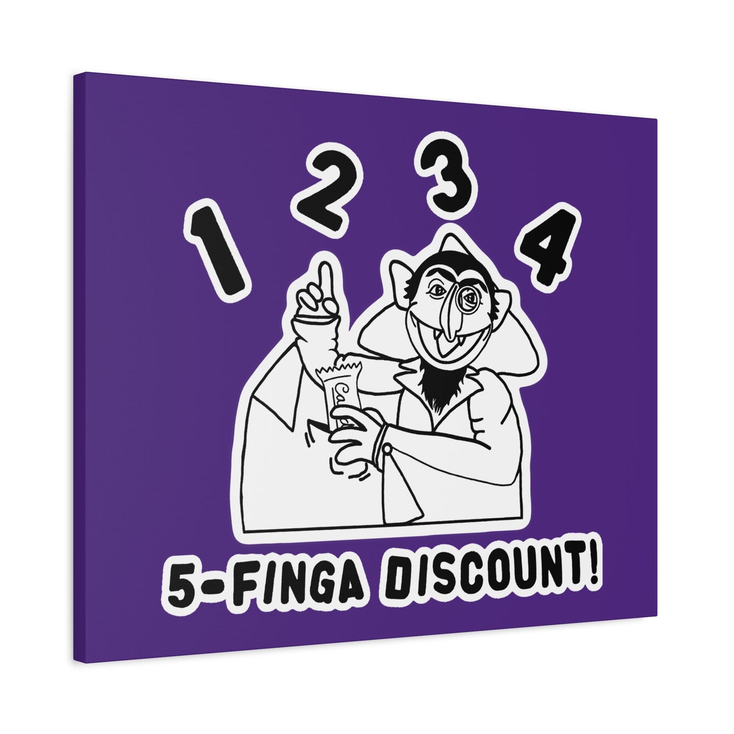 Five Finger Discount Outline Canvas Print Purple - Sesame Street The Count Parody Art Print