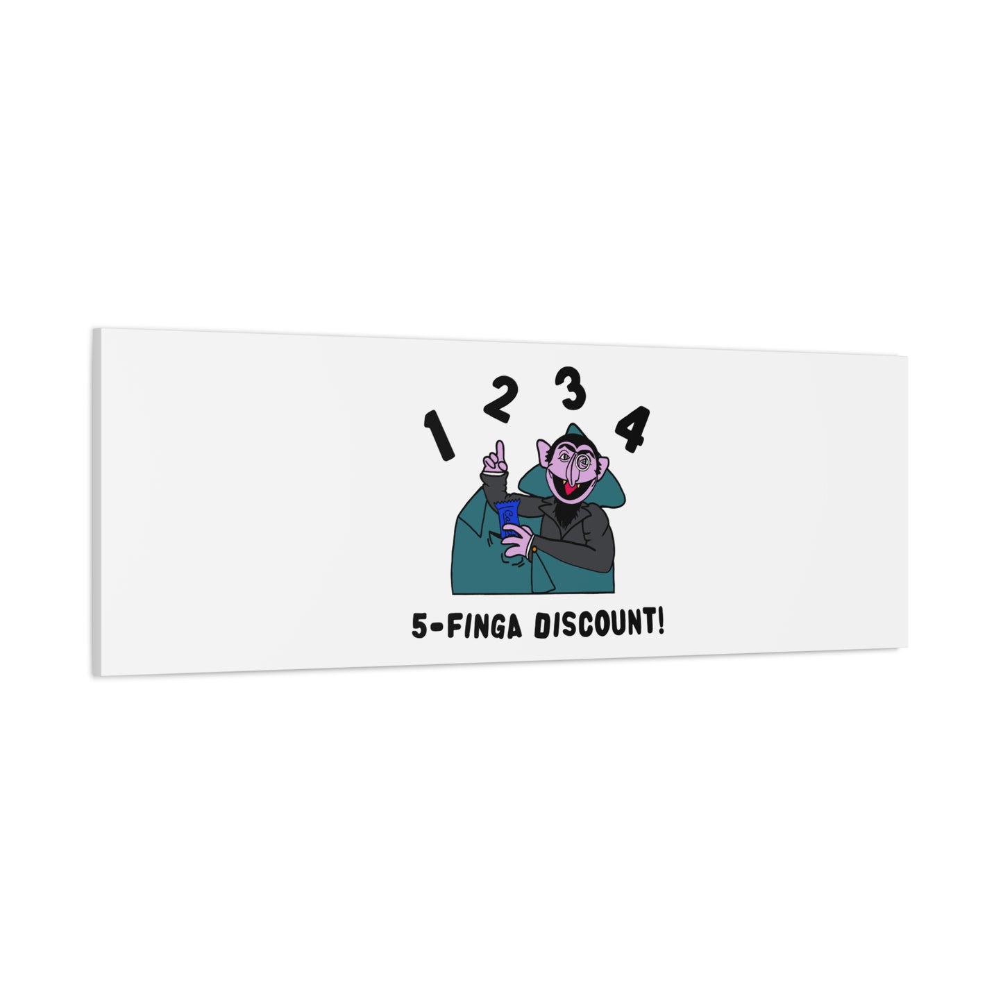 Five Finger Discount Canvas Print White - Sesame Street The Count Parody Art Print