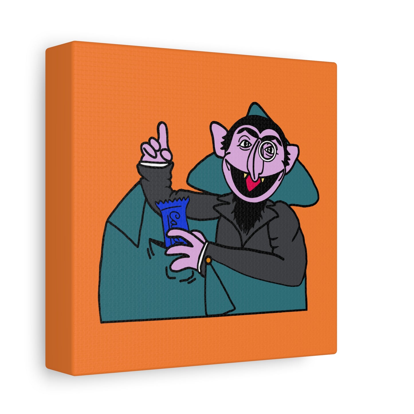 The Count Stealing Candy Canvas Print Orange - Sesame Street The Count Parody Art