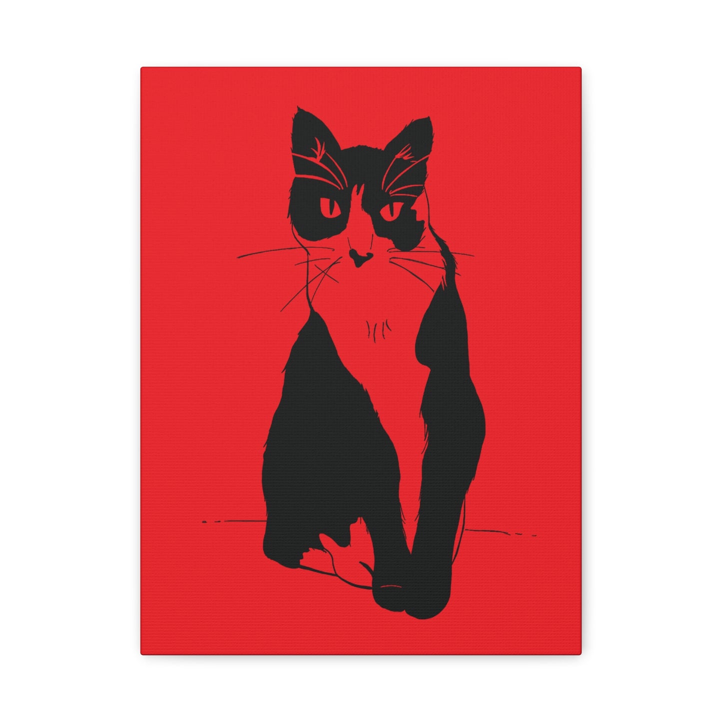 Cat Canvas Print on Red (Transparent Style Cat) - Cat Drawing Art