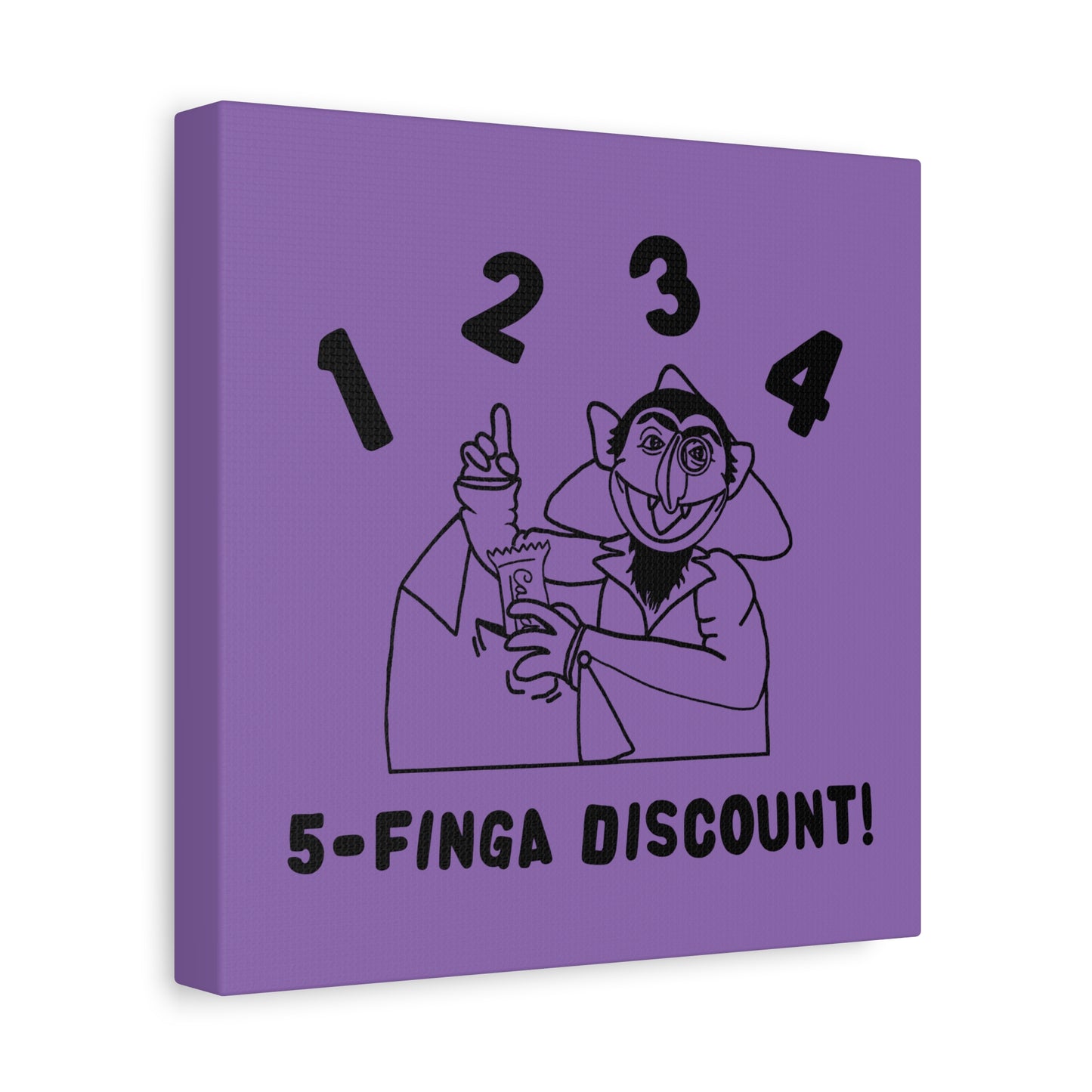 Five Finger Discount Outline Canvas Print Light Purple - Sesame Street The Count Parody Art Print