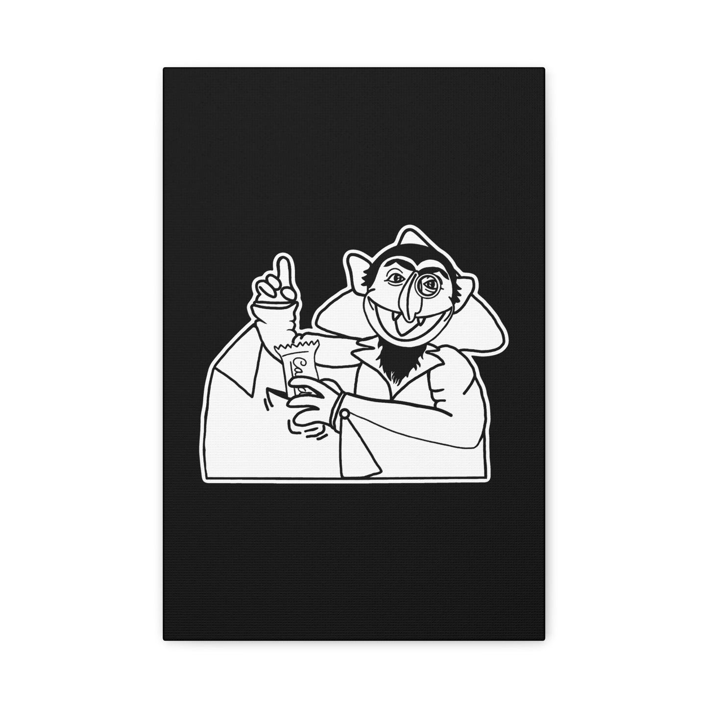 The Count Stealing Candy Outline Canvas Print Black - Sesame Street The Count Parody Canvas Art