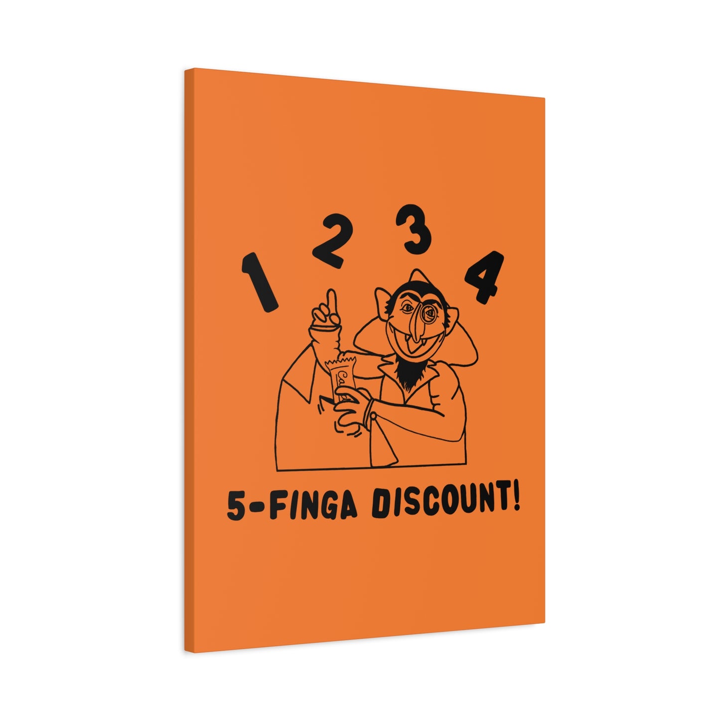 Five Finger Discount Outline Canvas Print Light Orange - Sesame Street The Count Parody Art Print