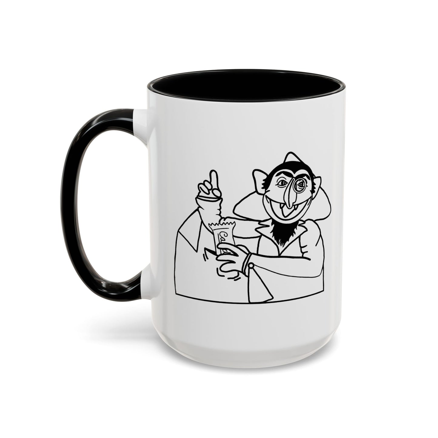 The Count Stealing Candy Outline Accent Mug - Sesame Street The Count Parody Coffee Mug
