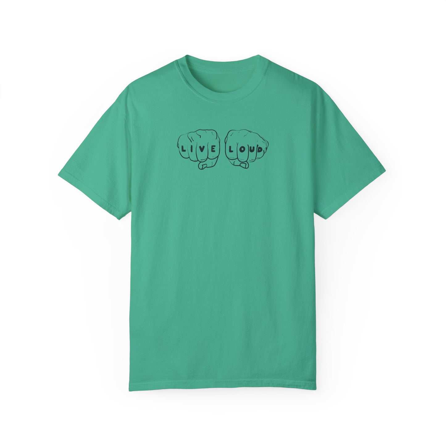 Live Loud Knuckle Tats Tattooed Fists Tee
