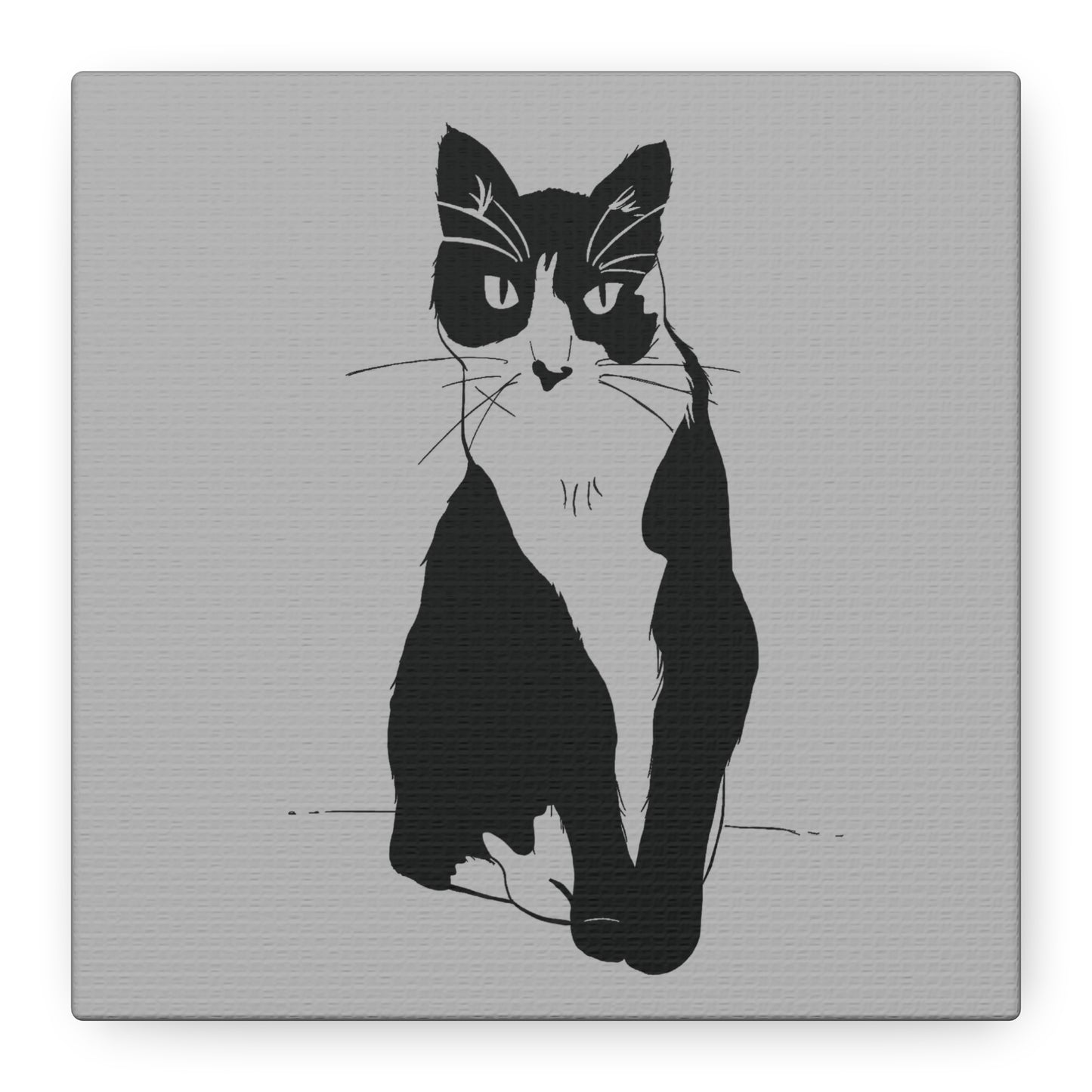 Cat Canvas Print on Grey (Transparent Style Cat) - Cat Drawing Art