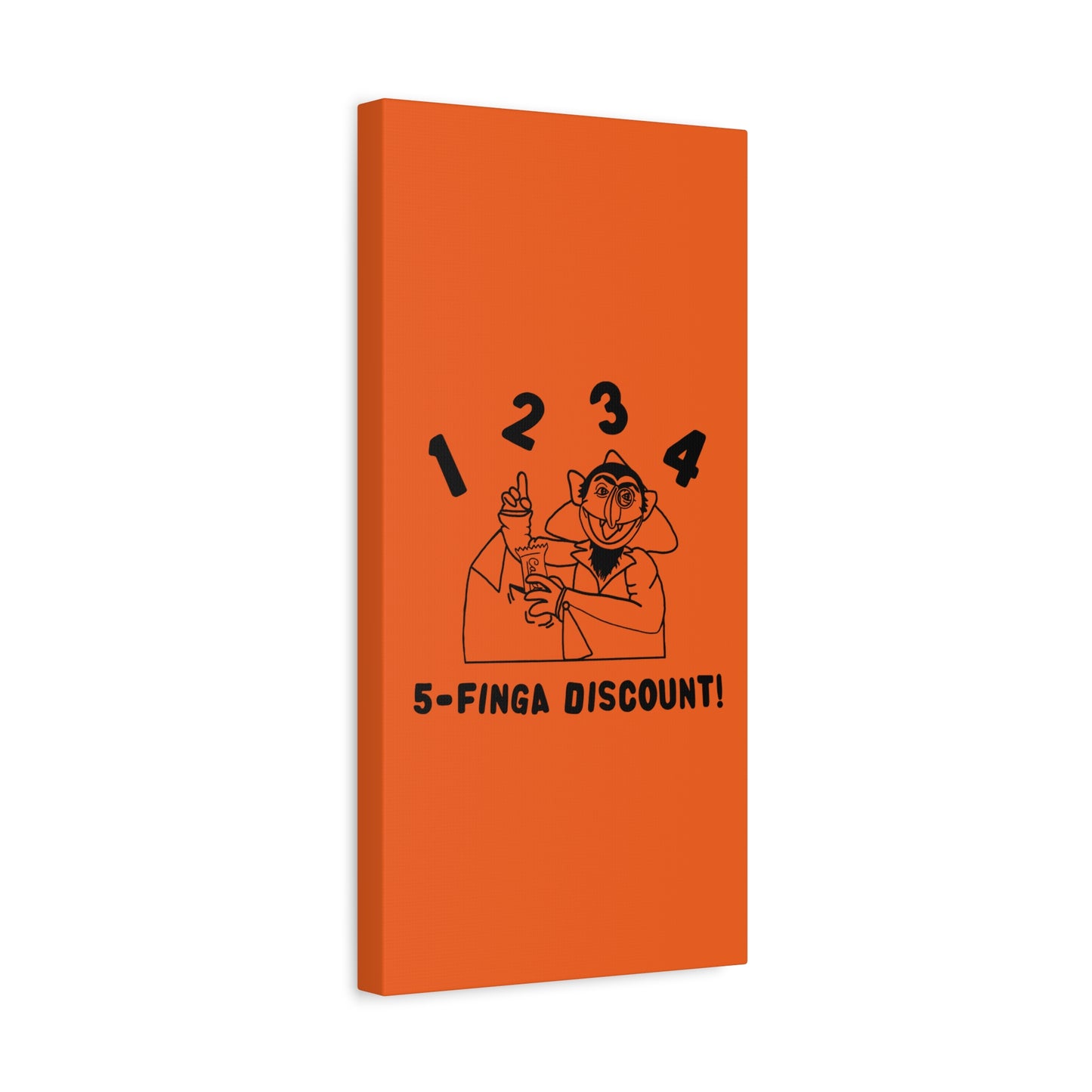 Five Finger Discount Outline Canvas Print Orange - Sesame Street The Count Parody Art Print