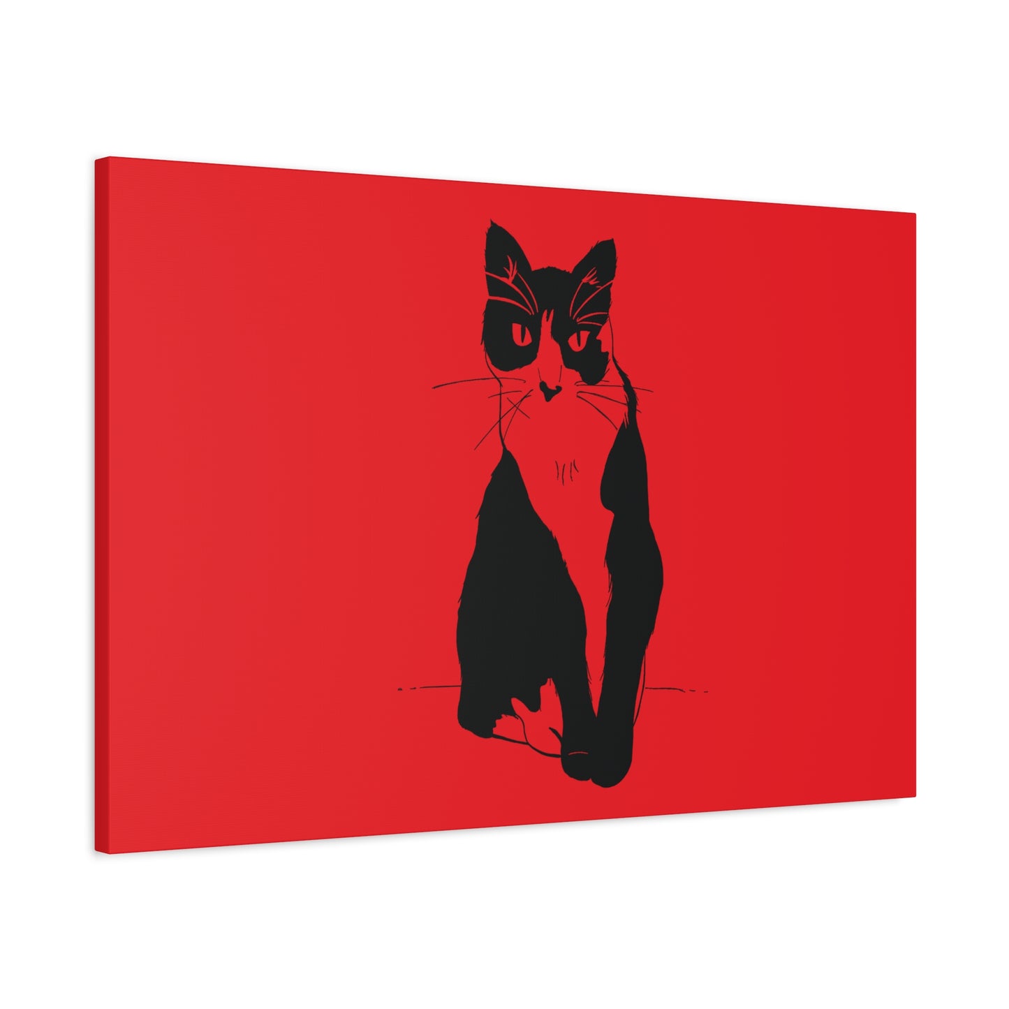 Cat Canvas Print on Red (Transparent Style Cat) - Cat Drawing Art