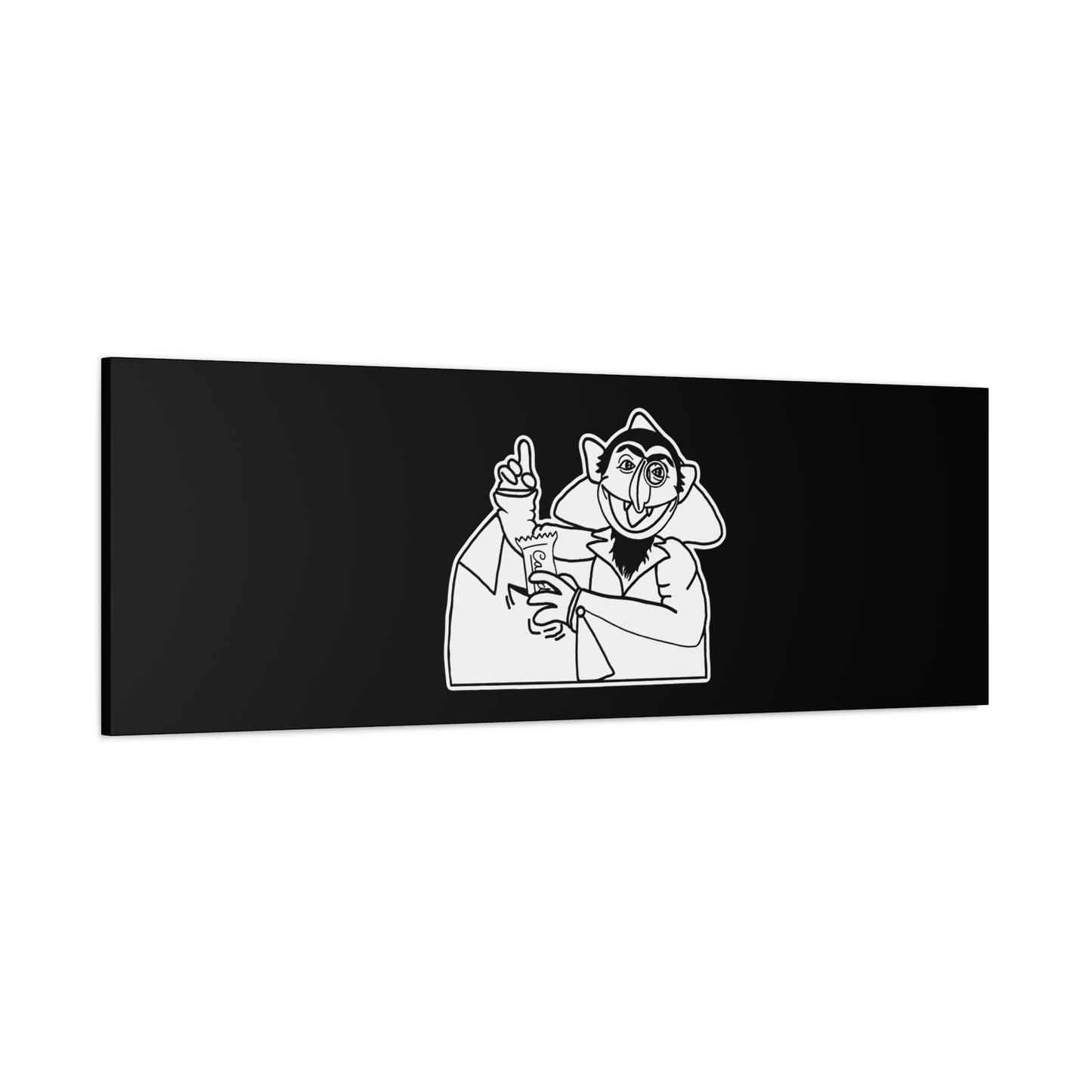 The Count Stealing Candy Outline Canvas Print Black - Sesame Street The Count Parody Canvas Art